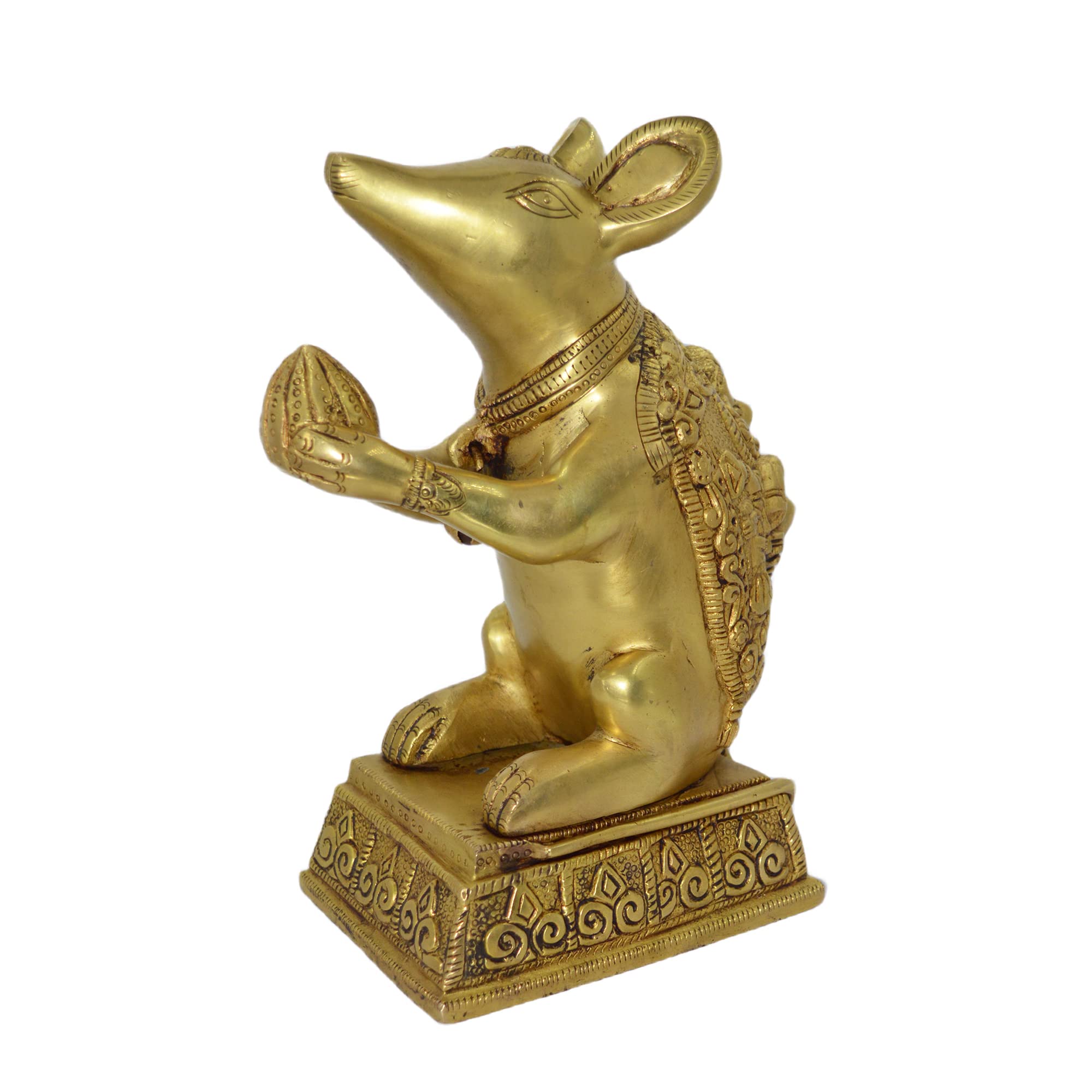 Kalarambh Brass Rat Ganesh / Ganesha / Ganpati Murti Idol Statue For Home Pooja Puja Mandir Decor Showpiece Gift Items Collectib