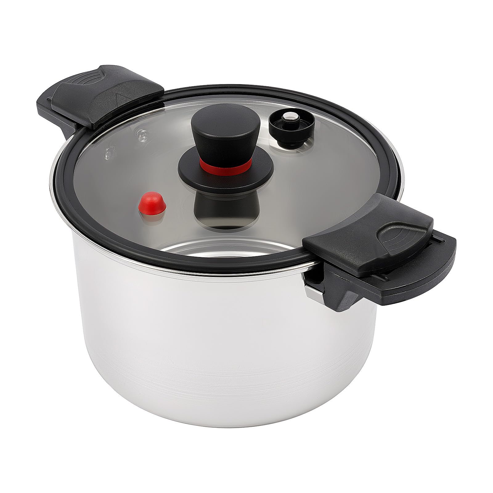 JAYGOVAN Stainless Steel Pressure Cooker 7.4 QT MultiCooker for Gas & Induction Stove Thickened Pressures Canner with Glass Lid