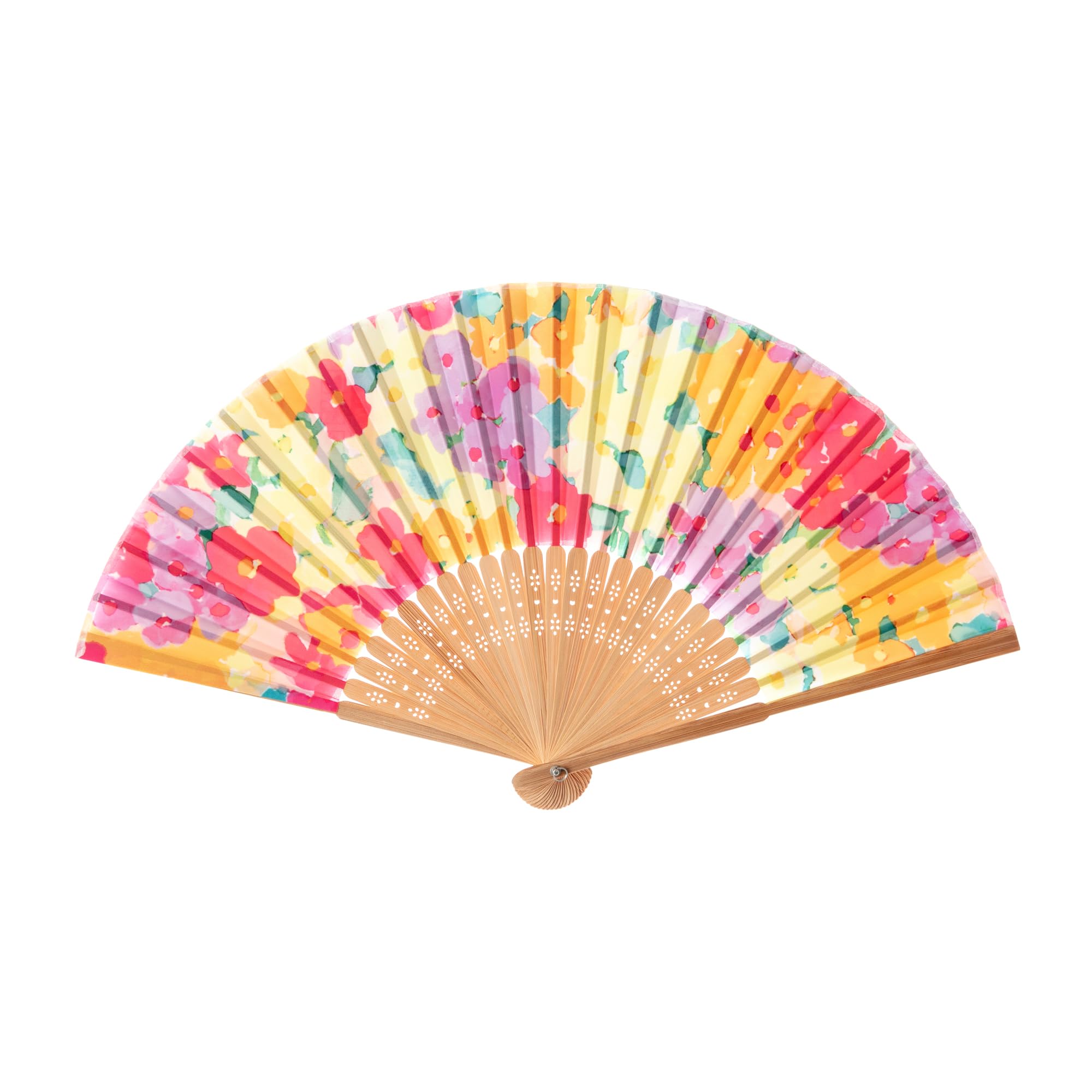 Salutto Hand Fan Bamboo Printed Pattern Folding Fan for Party Wedding Gift Small Flower Graffiti