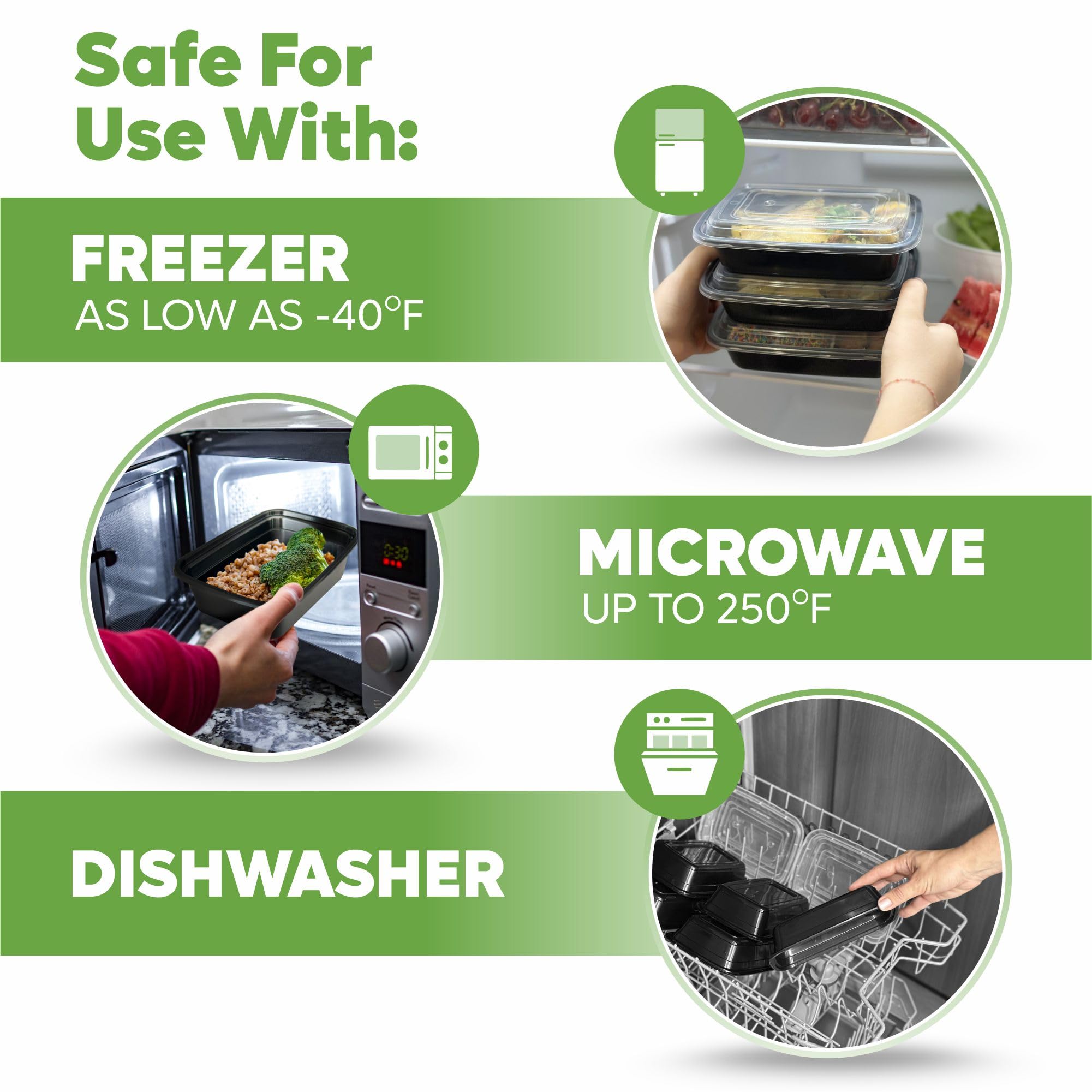 Comfy Package [24 Oz - 50 Pack - 1 Compartment Reusable Meal Prep Containers - Microwaveable, Dishwasher And Freezer Safe, Bpa-F