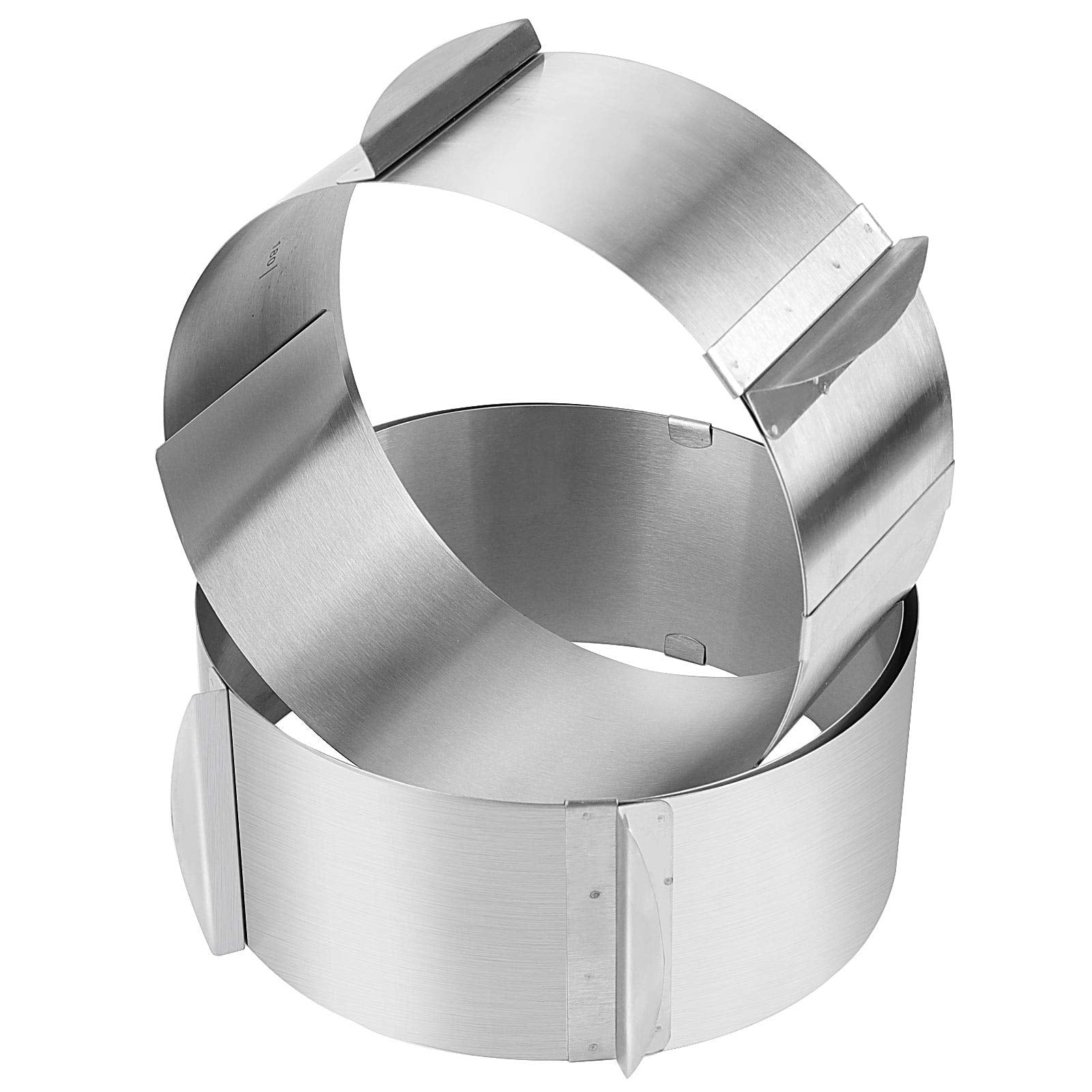 Zeonhei 2 Pcs 6 To 12 Inch Adjustable Stainless Steel Cake Mold Ring Set, Round Cake Mould Cake Mousse Ring Circle Mold Diy Past