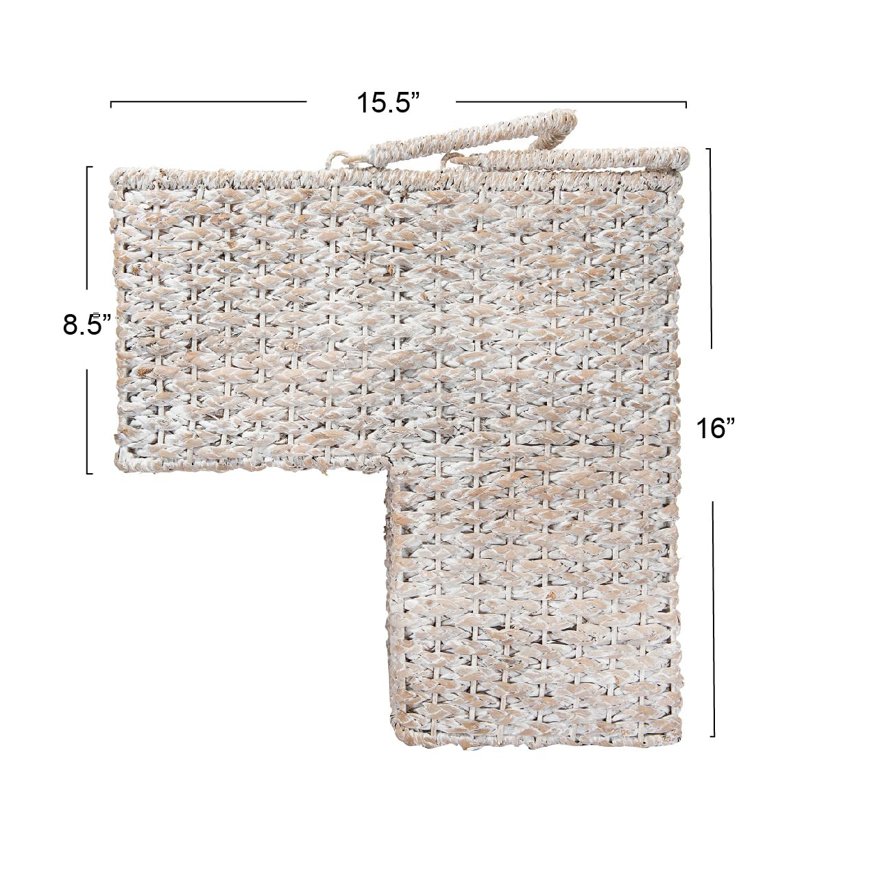 Creative Co-Op Woven Bankuan Rope Stair Basket With Handles, Whitewash Finish
