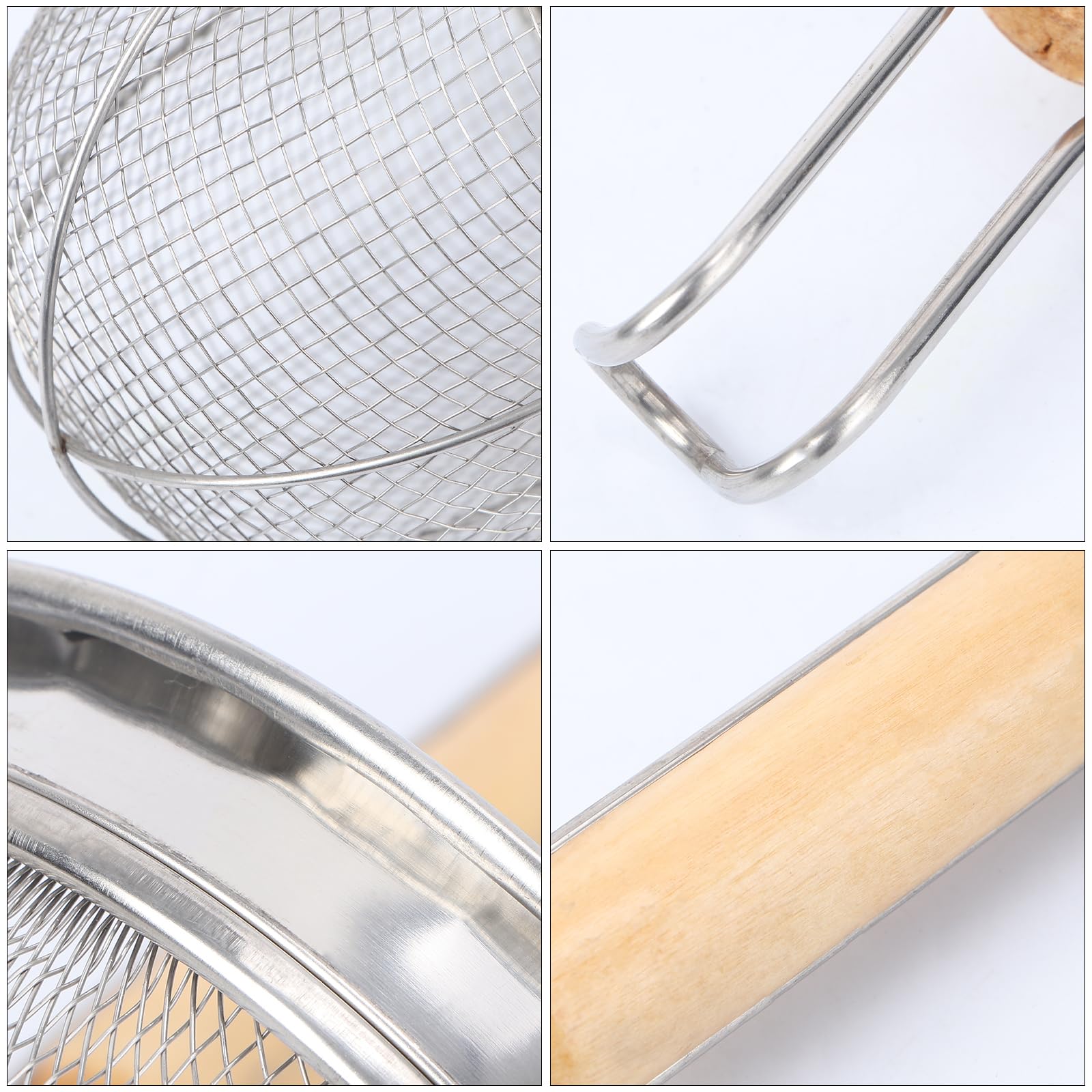 Hemoton Kitchen Stainless Steel Fine Wire Mesh Sieve Noodle Strainer Basket Cooking Filter Spoon Ladle For Pasta Ramen Deep Frie
