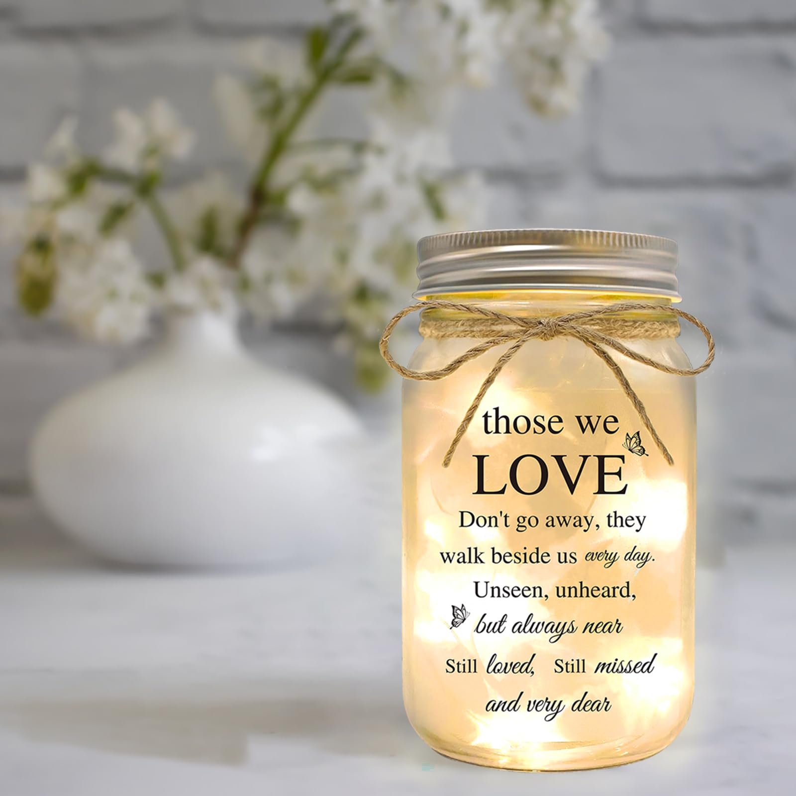 YOISTREVISK Sympathy Gifts for Loss of Loved One, Bereavement Mason Jar Night Lights - Condolence Gift, Memorial Gifts for Mothe