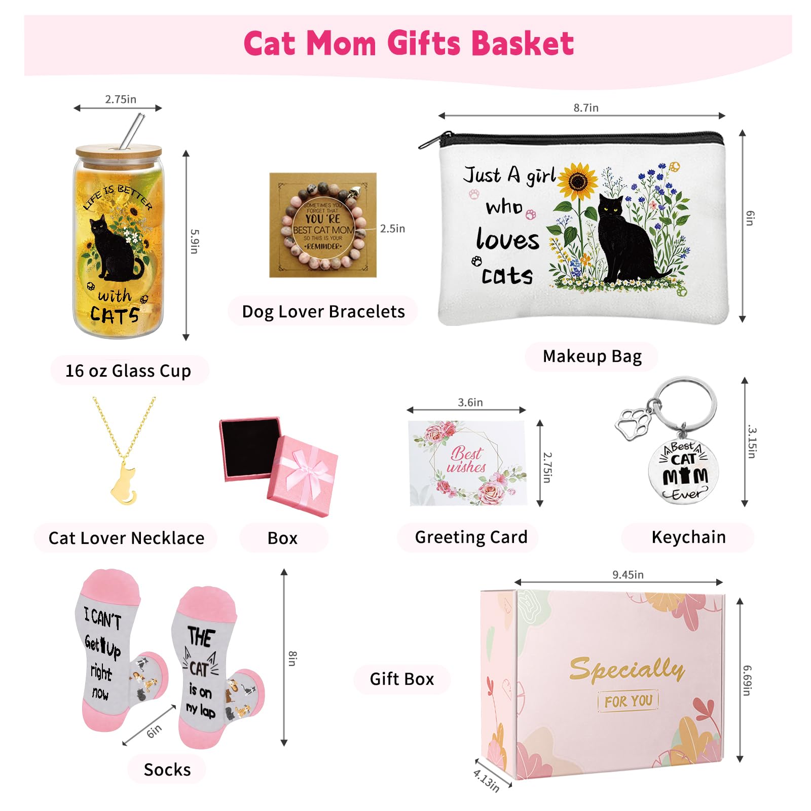 emzrivo Cat Lover Gifts for Women, Cats Mom Gifts for Mothers Day Birthday Christmas, Cat Gift for Women Crazy Cats Lady Essenti