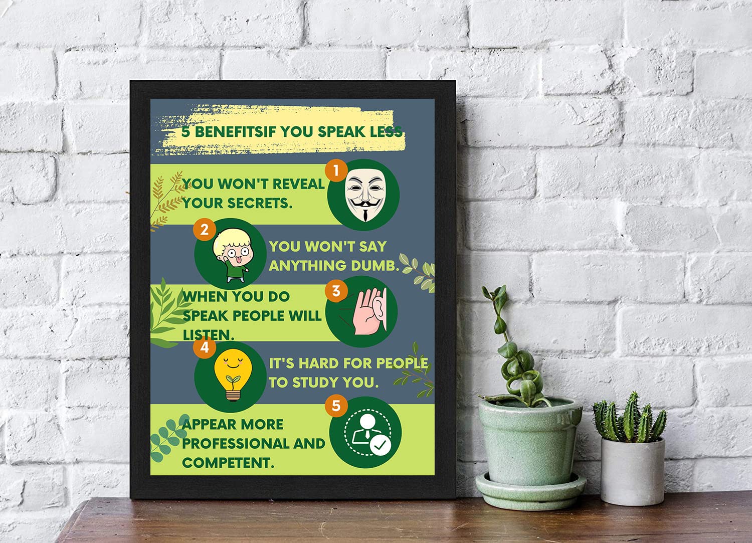 Interio Crafts Speak Less Motivational Quotes Posters With Frame For Home And Office Wall Decor - Inspirational Quotes Wall Fram