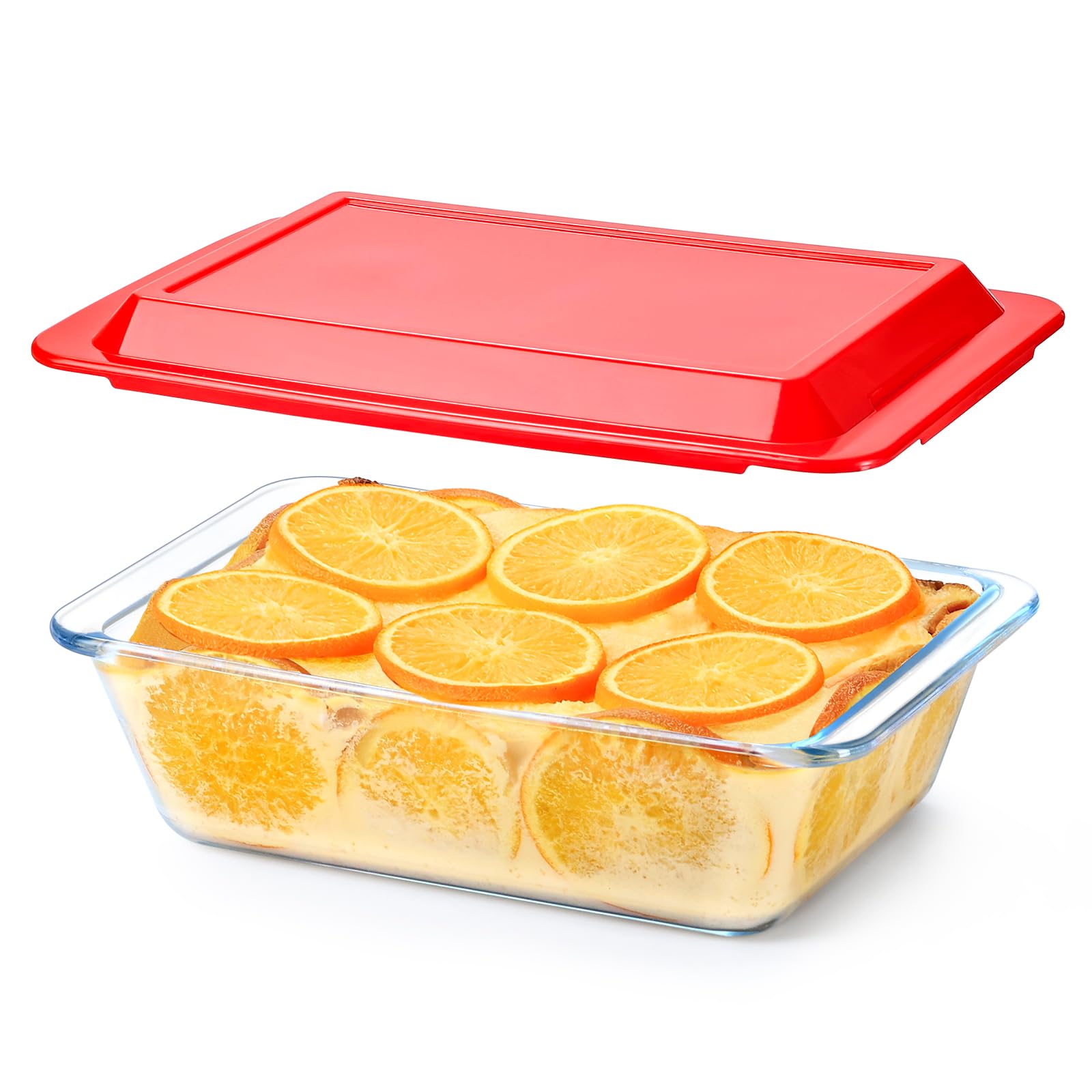 NUTRIUPS 1.4QT Rectangular Deep Small Glass Baking Dish with Lid