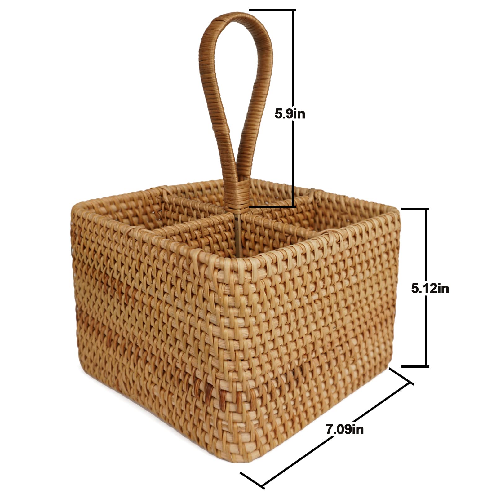 Natural Wicker Utensil Caddy With Built-In Handles