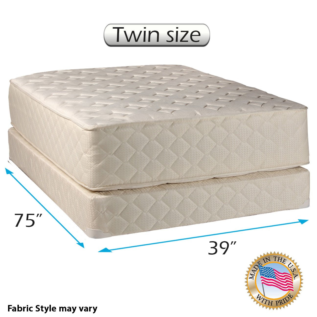 Dream Solutions Usa Dream Sleep Highlight Luxury Firm Twin Size Mattress & Box Spring Set - Fully, Assembled, Spinal Support, In
