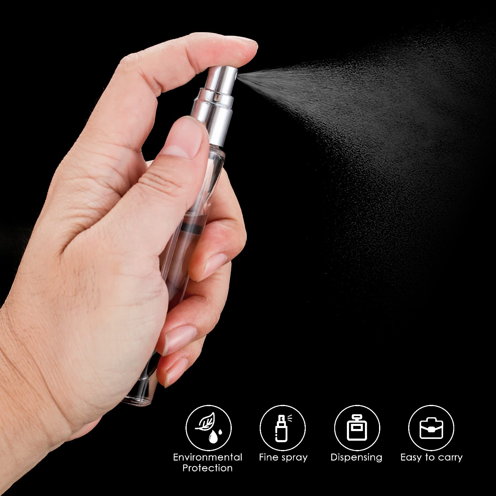 Qiwuhai 4 Pcs 10Ml/3Oz Fine Mist Glass Atomizer Bottles, Mini Refillable Spray Bottles, Small Empty Spray Bottles, Portable Samp