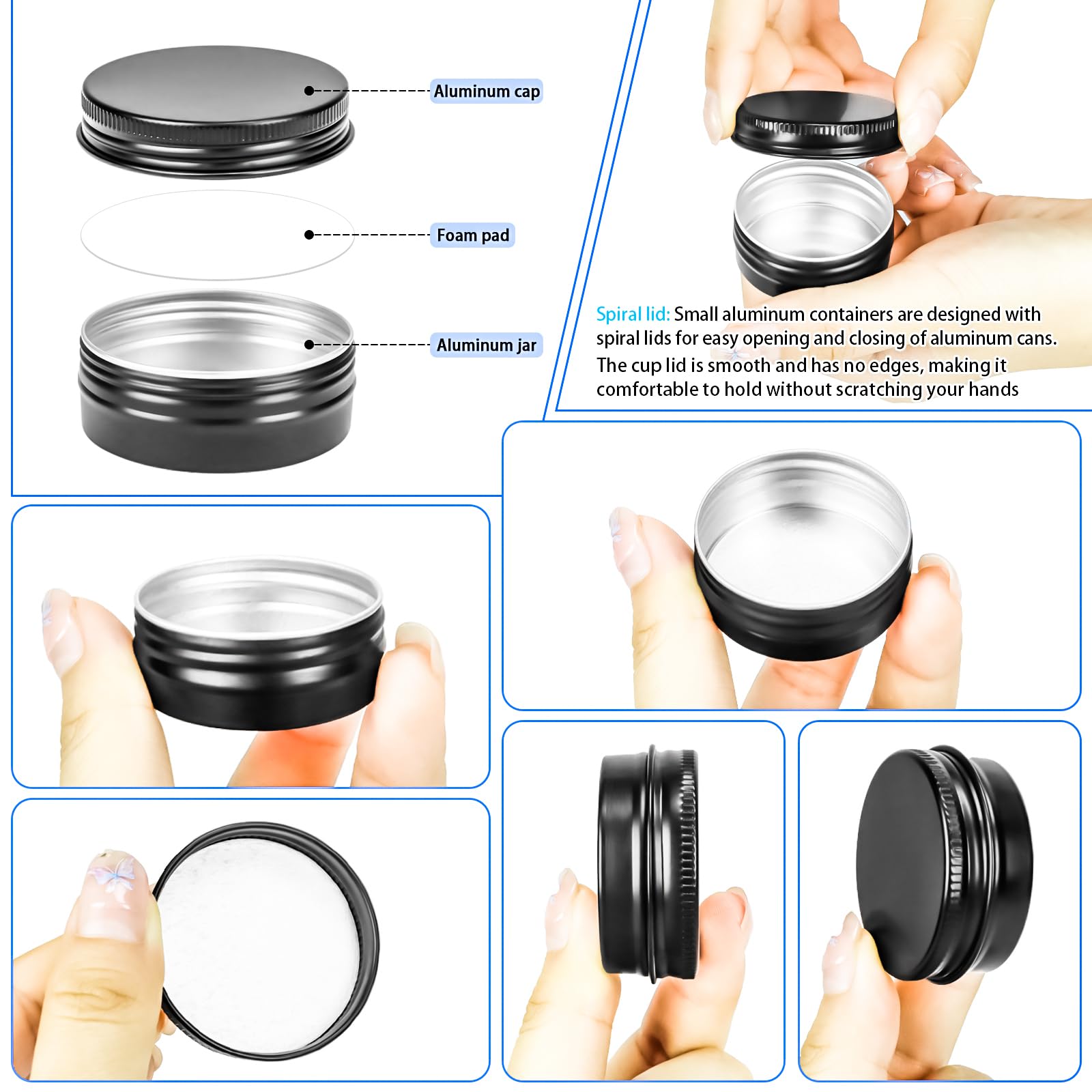 Motbach 16 Pack 0.5Oz Tin Jars, 30Ml Metal Tin Cans, 1/2 Ounce Aluminum Tin Can Jar Containers With Lid For Lotion Bars, Balms,