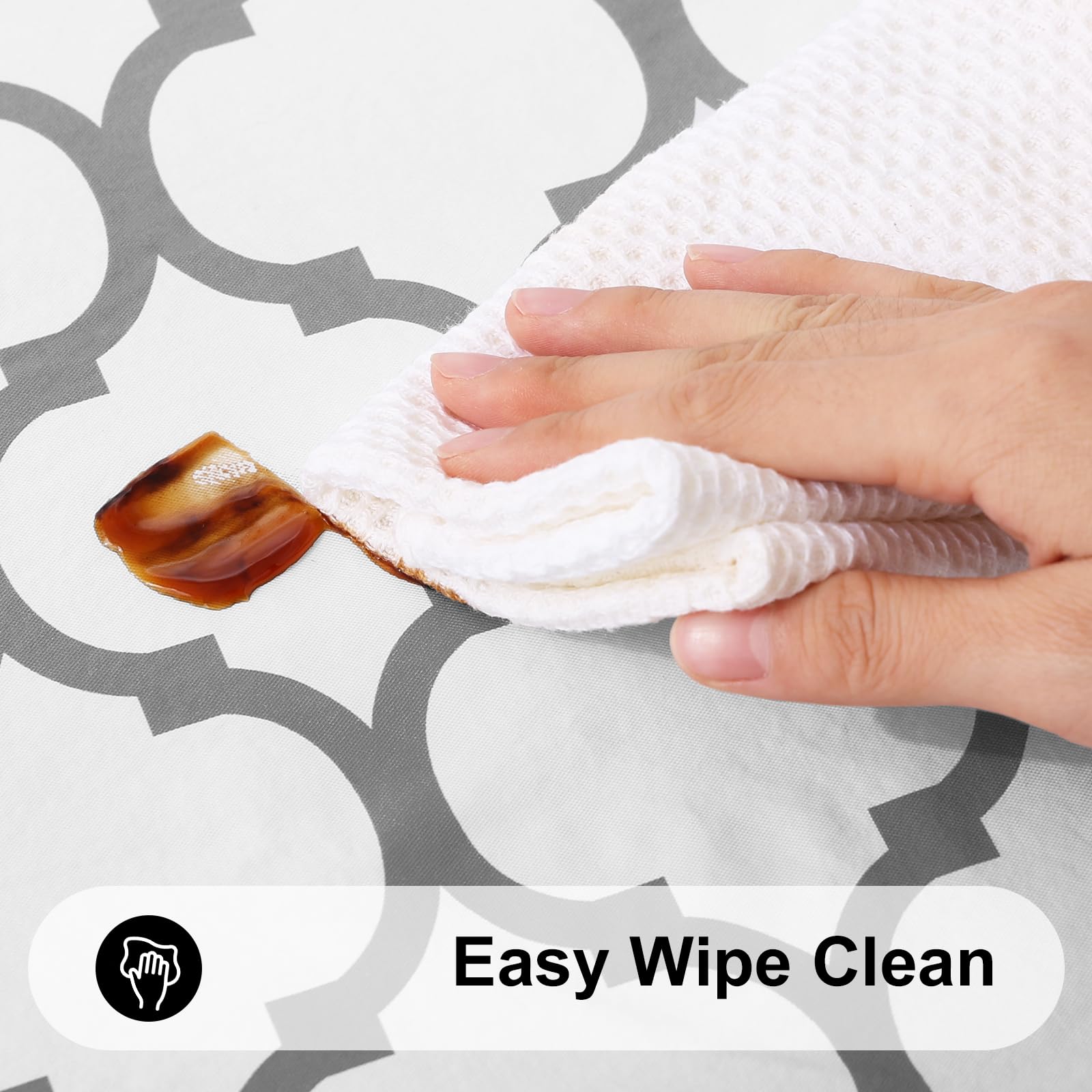 Smiry Round Plastic Table Cloth, Waterproof Vinyl Tablecloth With Flannel Backing For Round Tables, Wipeable Spillproof Tableclo