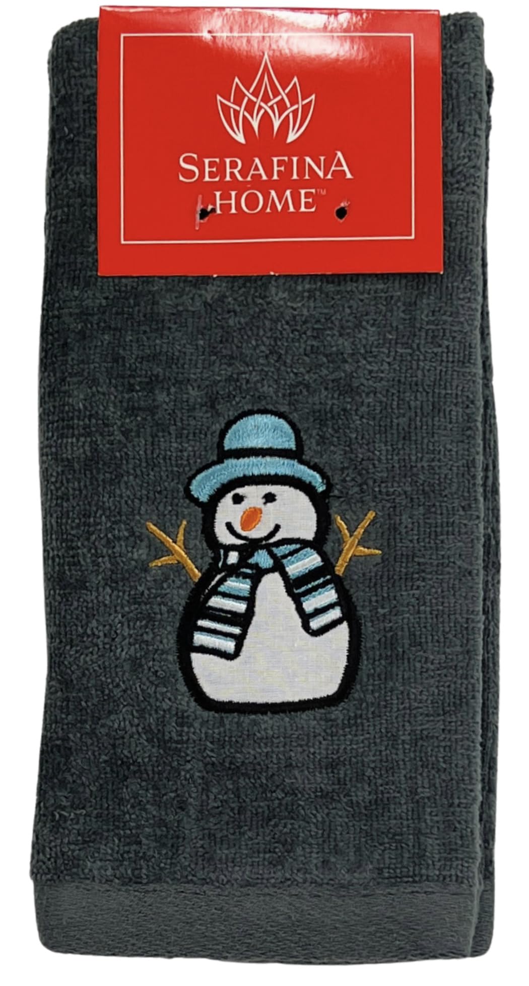 Luxury Christmas Towel Set: 100% Cotton Fingertip Towels, Traditional Snowman Design, Set Of 2