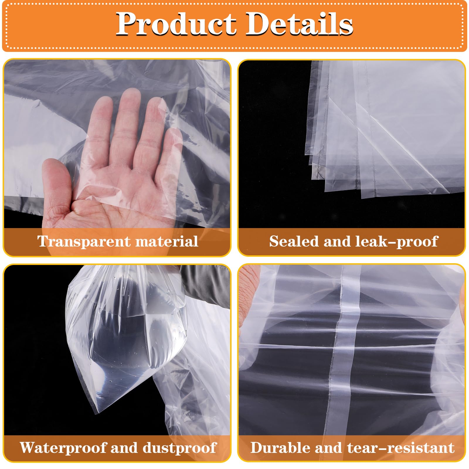 4 Pack Large Clear Plastic Bags, 40'' X 60'' Moistureproof Dustproof Large Storage Bags, Reusable Giant Extra Luggage Storage Ba