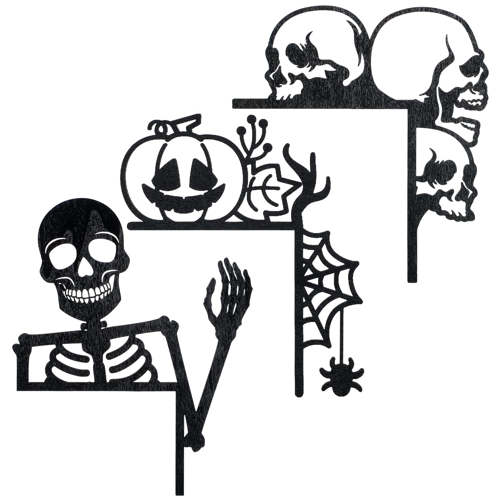 Sintuff 3 Pack Halloween Door Corner Decor Halloween Door Topper Decor Skull Decor Spider Web Skull Corner Decor for Halloween D