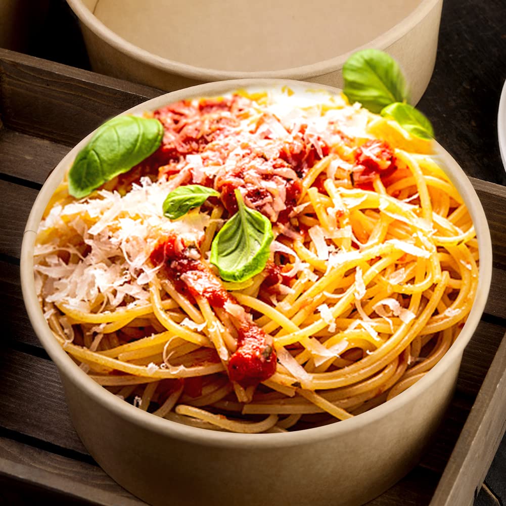 Fniiva 50 Pack 37oz Disposable Paper Salad Containers  Disposable Take Out Food Containers with Clear Lids  Paper Salad Bowls for Diet Salad  Ice Cream  Yogurt