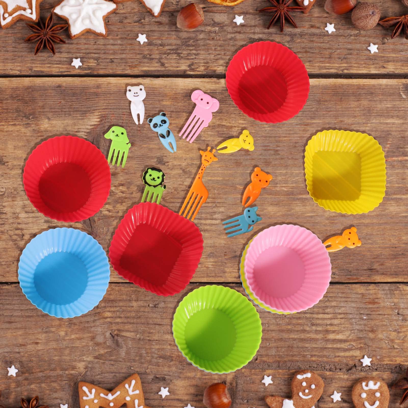 Xangnier 60 Pcs Bento Box Lunch Box Kit, Accessories With Silicone Dividers, Animal Food Picks For Kids,Bpa Free