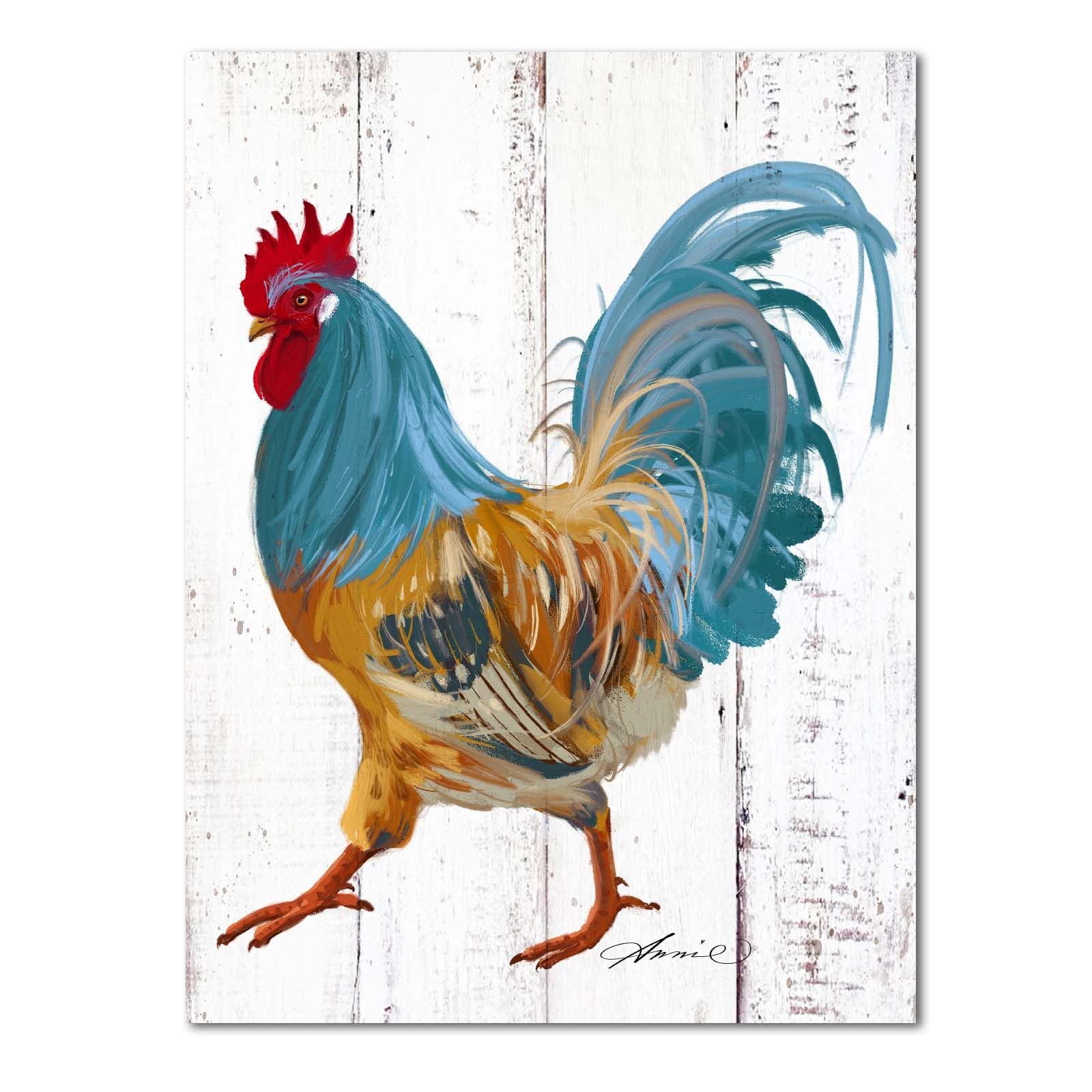 Rooster Kitchen Canvas Wall Art: Rustic Farmhouse Painting Poster - Chicken Artwork Decoration For Home Living Room Bedroom, Fra