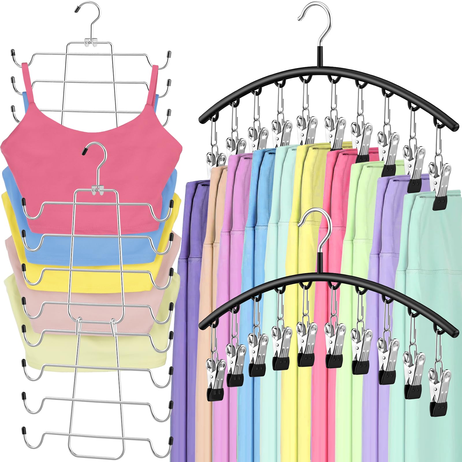 Tomcare 2 Pack Tank Top Hanger Sport Bras Organizer And 2 Pack Leggings Organizers Metal Yoga Pants Hangers With 20 Clips Space