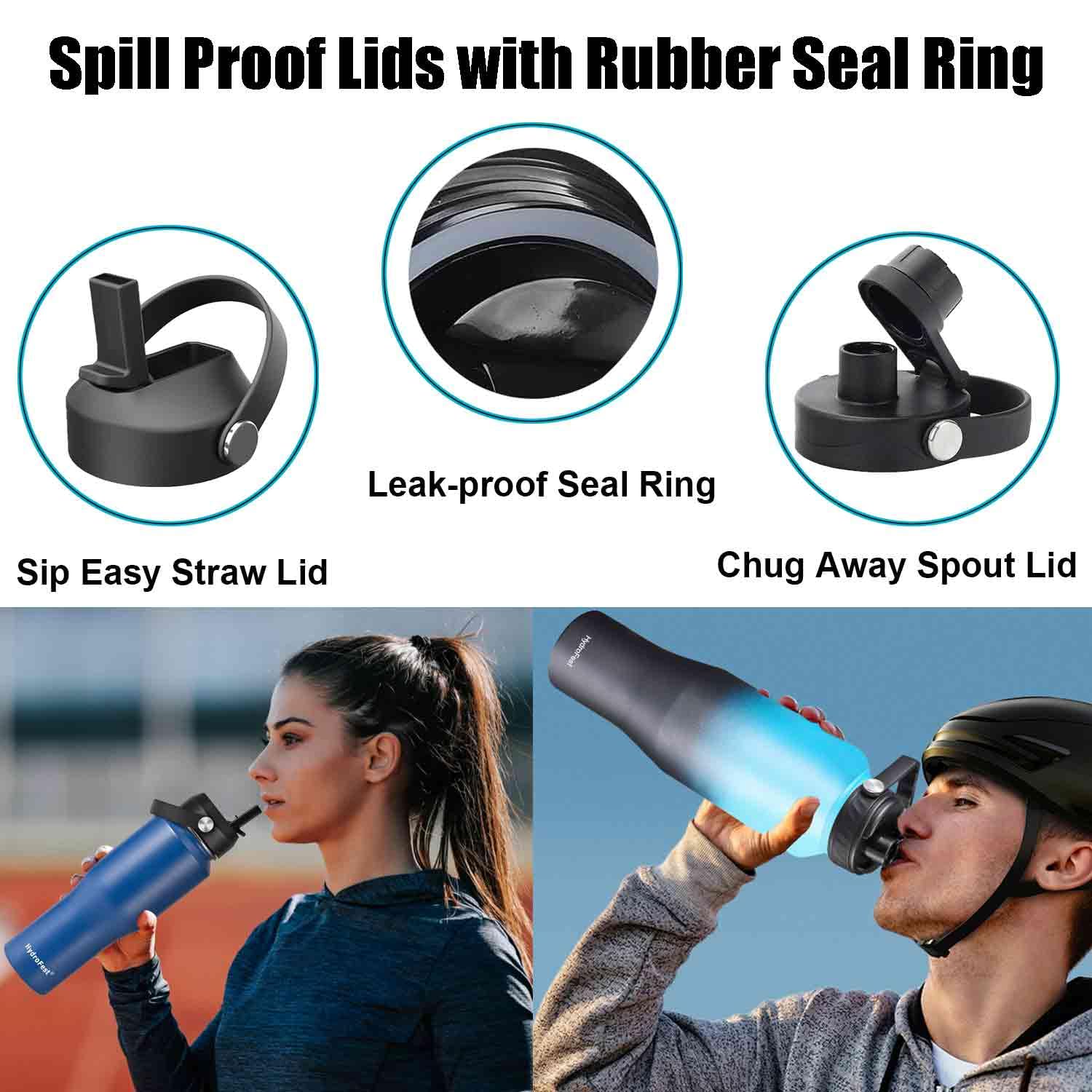 HydroFest 32 oz Stainless Steel Water Bottle with Straw Lid  Black Vacuum Insulated Kids Water Bottle  Double Walled Wide Mouth Sweat Proof Sports Water Bottle  Cold Hot  Thermo Mug  Black