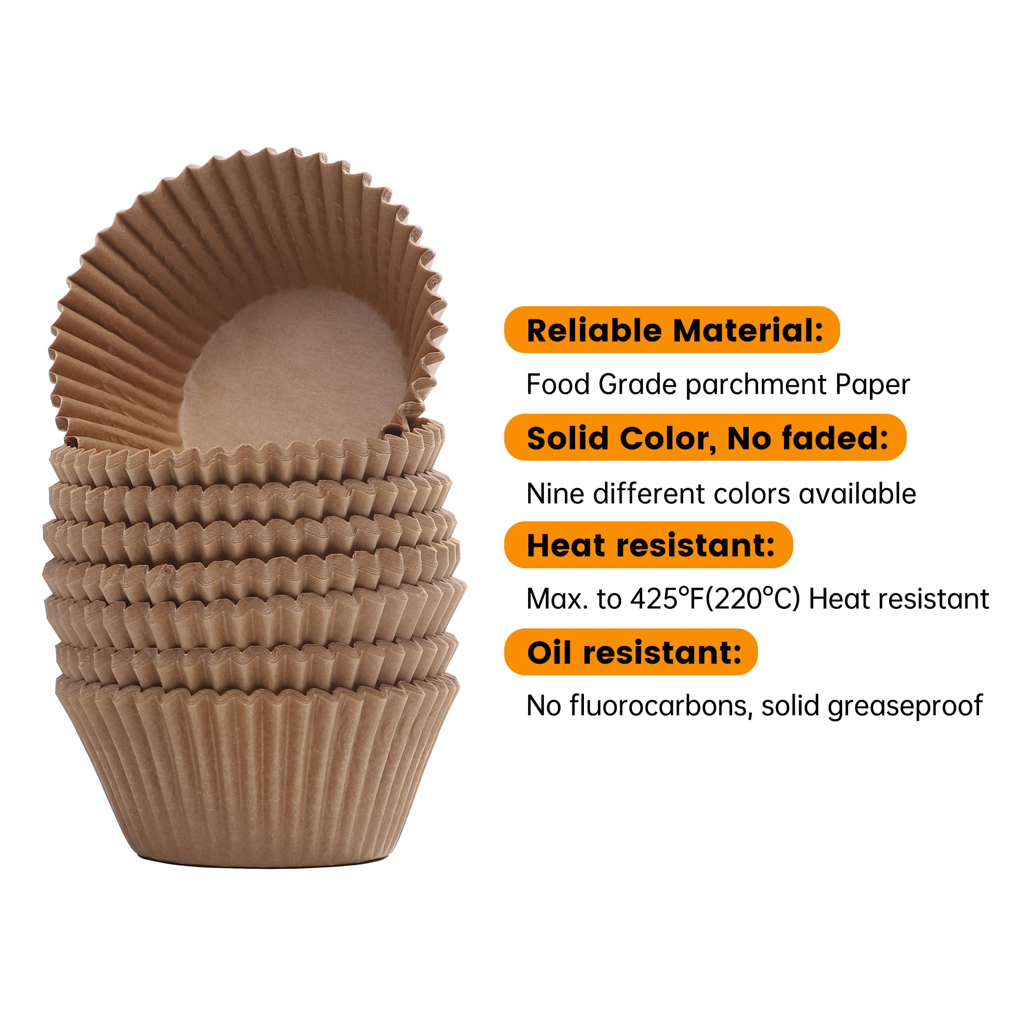Bake Choice Non-Stick 200Pcs Standard Cupcake Liners For Baking, Natural, Food-Grade Cupcake Wrapper, Greaseproof Parchment Muff