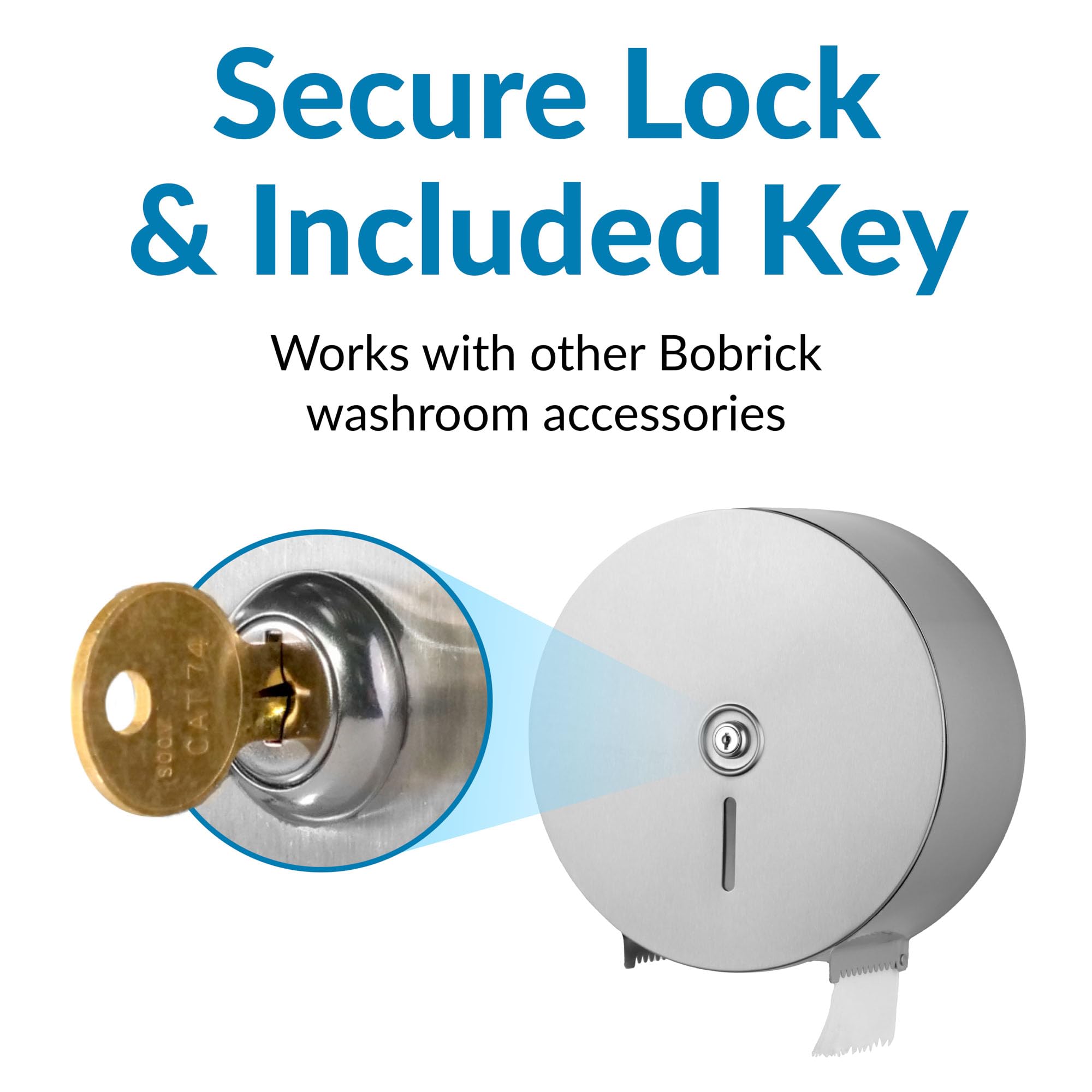 Bobrick Single Jumbo-Roll Surface-Mounted Toilet Tissue Dispenser, Satin-Finish Stainless Steel, Ada Compliant, Secure Locking D