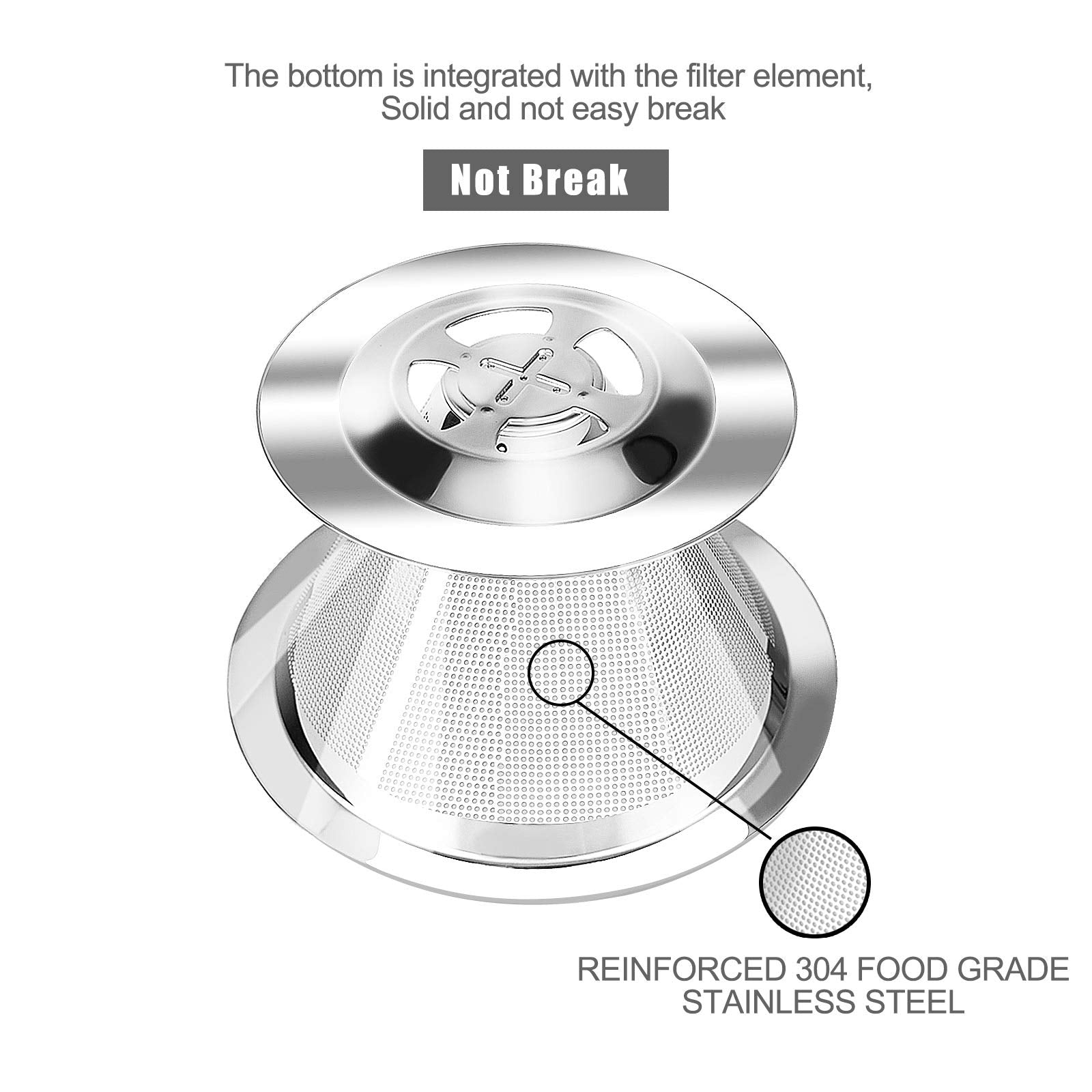 Hanlomele Pour Over Coffee Dripper  Paperless Reusable Coffee Filter  Pour Over Coffee Maker for Single Cup Brew  Double Mesh Design of Stainless Steel Cone Filter for Perfect Extraction (1-4 Cup)