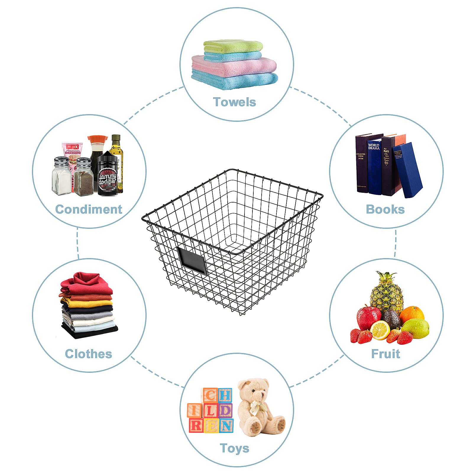Junchu Cherry 4 Pack?Extra Large?Wire Handmade Storage Basket For Organizing Household Goods,Pantry Organization,Bathroom Counte