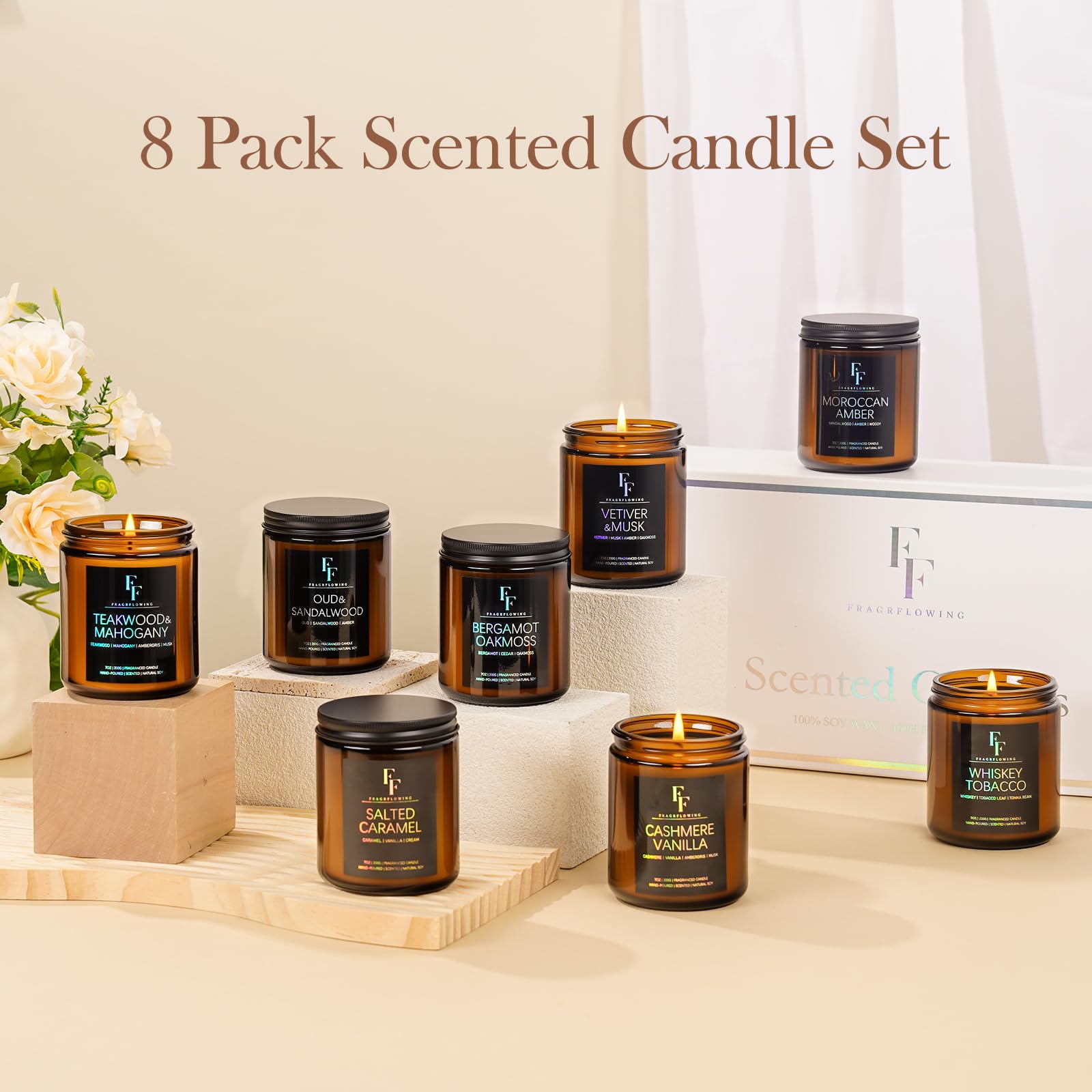 Salted Caramel Scented Candle for Home Soy Wax Candle, Aromatherapy Candle Gift for Women Men, 7oz