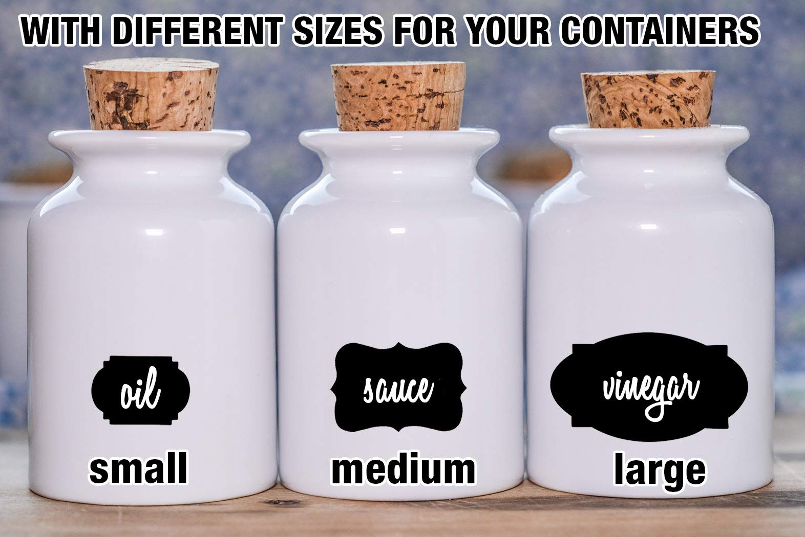 Chalkboard Kitchen Ingredients Item Labels Stickers Multi-Purpose Bulk Set (156 Pcs) - Free Chalkboard White Marker Pen - Waterp