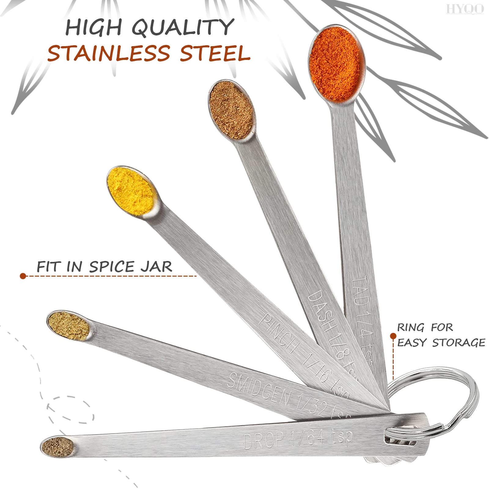 5Pcs Stainless Steel Measuring Spoons - Mini Measuring Spoons Set Teaspoon Measuring Spoons Stainless Steel Coffee Measuring Spo