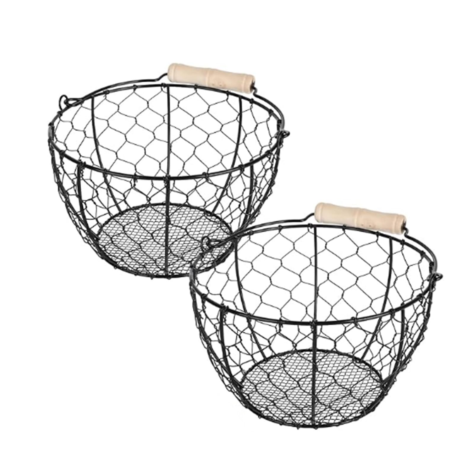 2 Pcs Egg Basket With Handle,Wire Egg Basket for Gathering Fresh Eggs, Round Egg Collecting Basket for Farm,Vintage Style Chicke