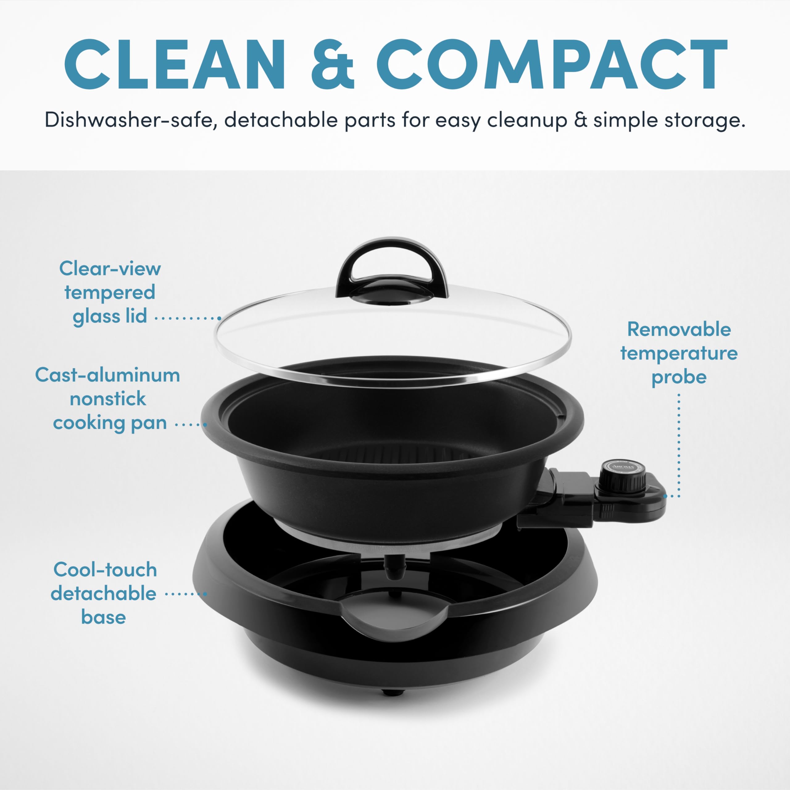 Aroma Housewares Asp-137B Grillet 3Qt. 3-In-1 Cool-Touch Electric Indoor Grill Portable, Dishwasher Safe, With 10 In. Nonstick P