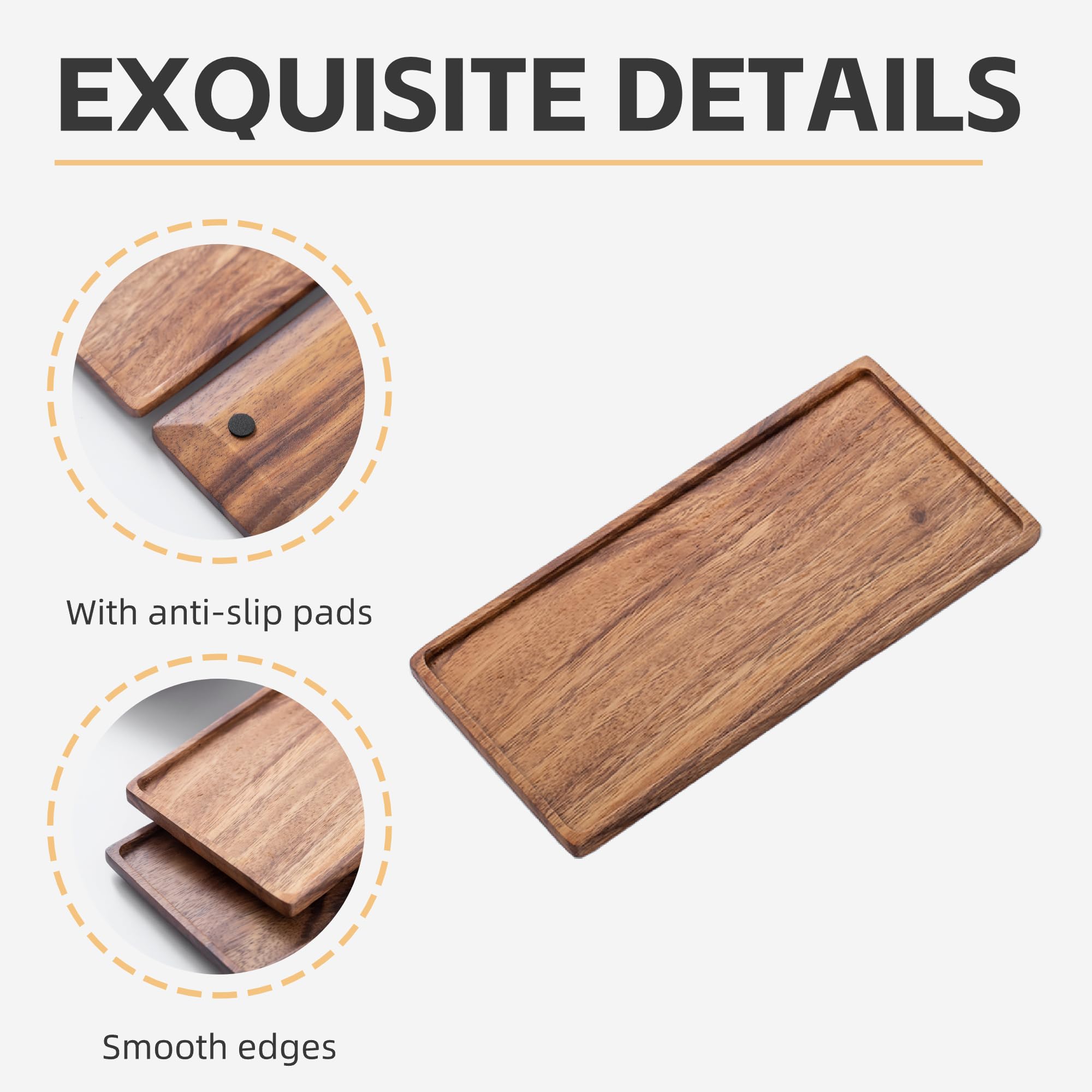 Vandroop Mini Wooden Serving Platter, Small Wood Serving Tray For Tea/Coffee (Acacia Wood, S)