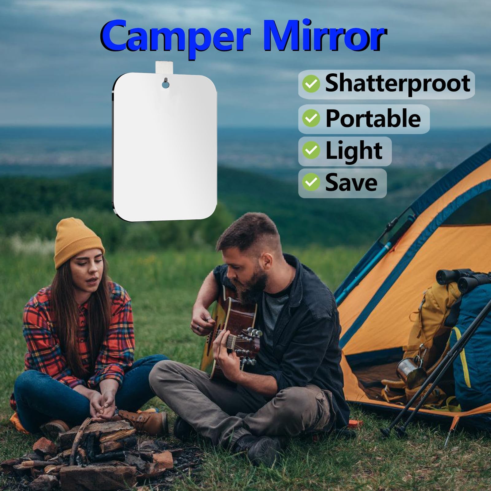 Shower Mirror for Shaving, Larger 10.6 x 8 inches Mirror for Wall Hanging Kids Safety, Frameless Portable Travel Camping Mirrors