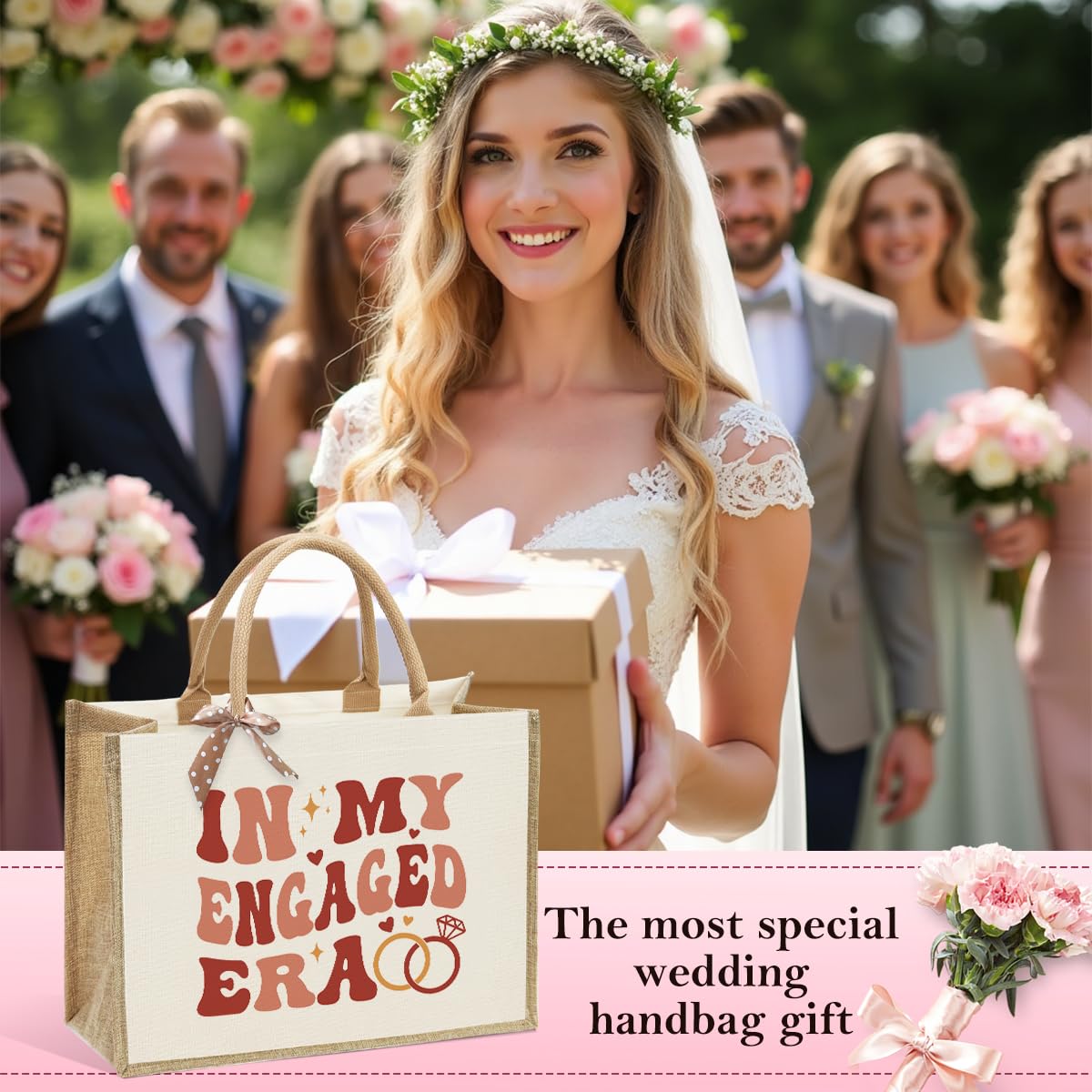 Bride Bag, Bride Gifts, Bridal Shower Gifts, In My Engaged Era, Brides Engagement Canvas Tote Bag, Wedding Bachelorette Honeymoo