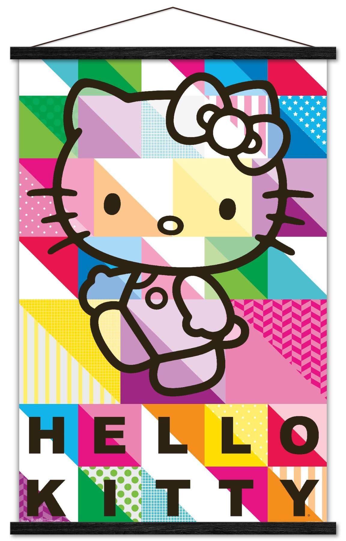 Trends International Hello Kitty - Patterns Wall Poster, 22.375'' X 34'', Premium Print And Black Hanger Bundle