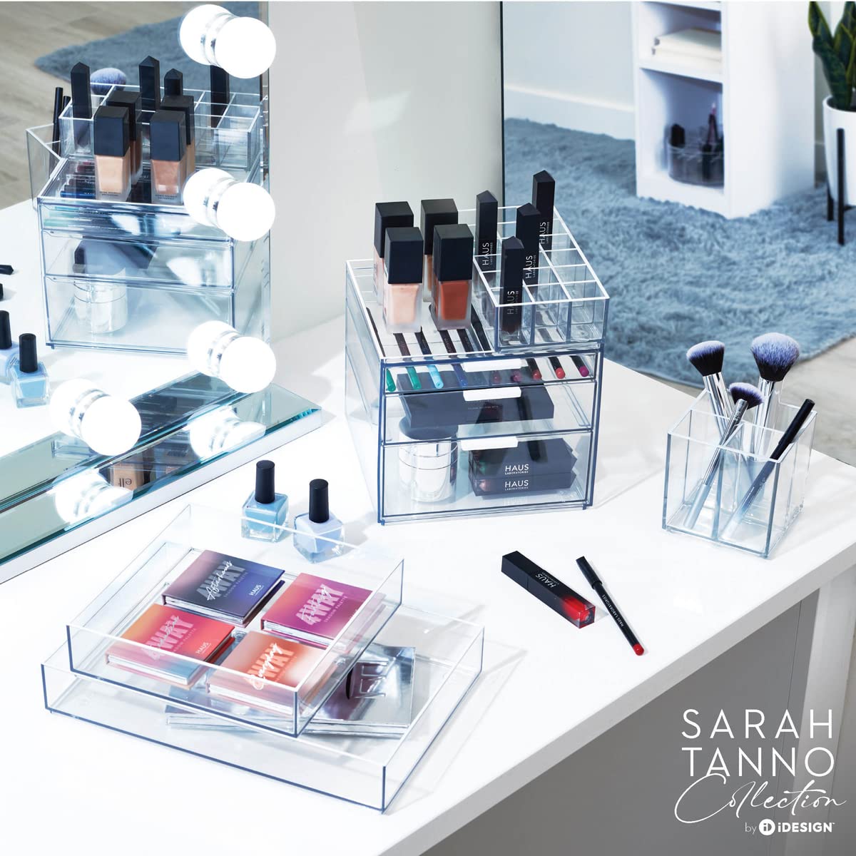 iDesign The Sarah Tanno Collection Plastic Cosmetic Drawer Organizer  8'' x 12'' x 2''  Clear