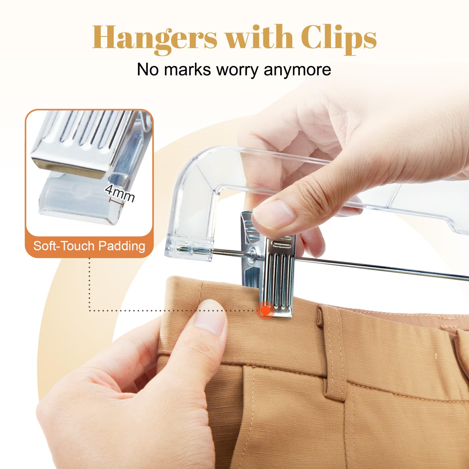 HOUSE DAY 12 Pack 14 inch Clear Plastic Skirt Hangers with Adjustable Clips  Pants Hangers 360-Rotating Swivel Hook  Clip Hangers for Pants  Trousers  Skirts  Jeans  Bulk Plastic Hangers