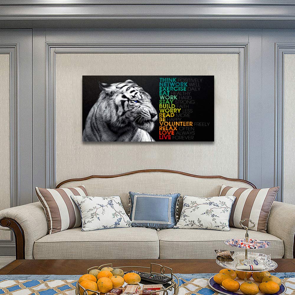 Animal Tiger Canvas Wall Art Motivational Quotes Motto Inspirational Picture Canvas Prints with Frame  Wall Art Decorative