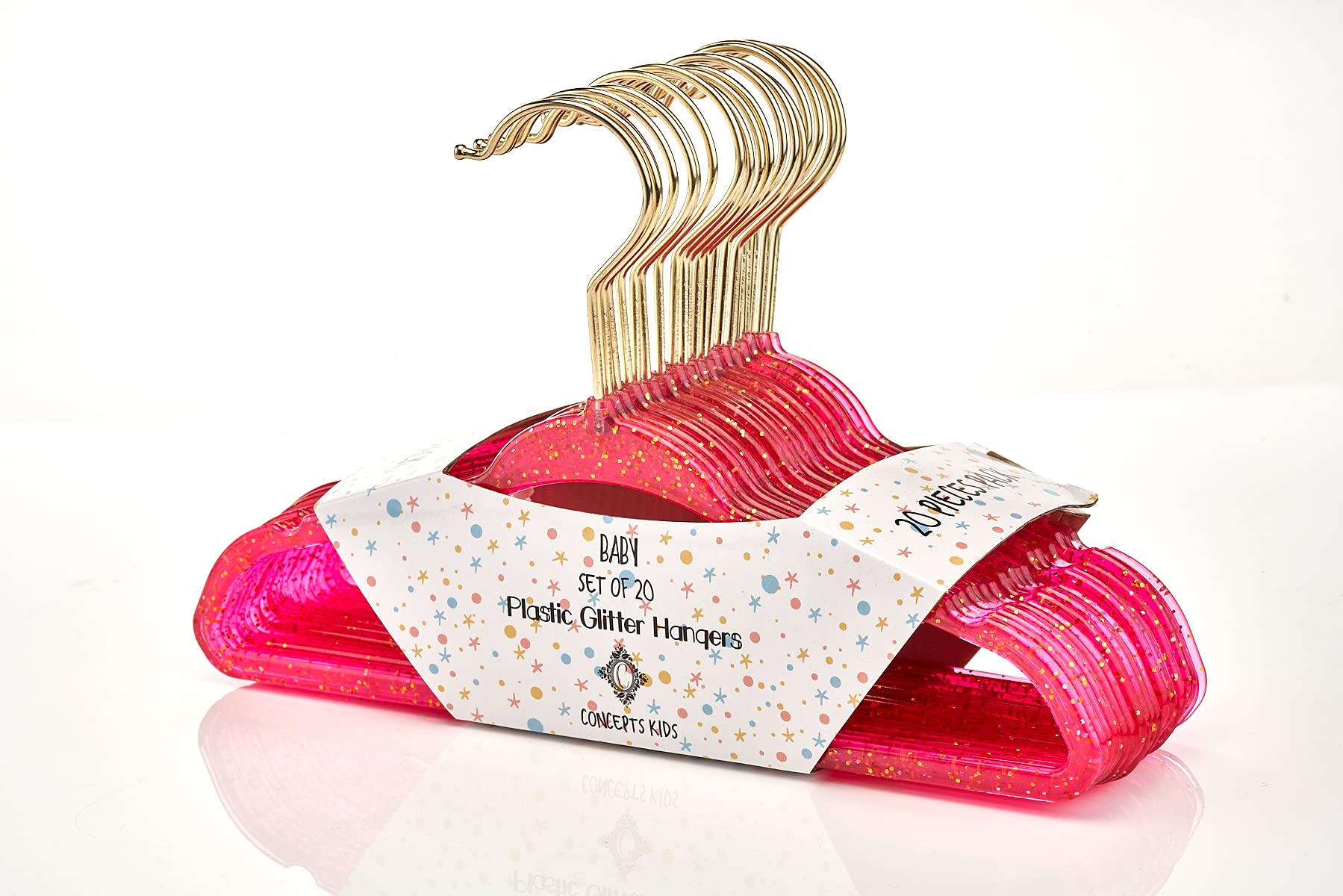 Concepts 20 Pack Premium Heavy Duty Glitter Acrylic Baby Hangers, Elegant For Baby Nursery Space-Saving Non-Slip Clothes Hangers