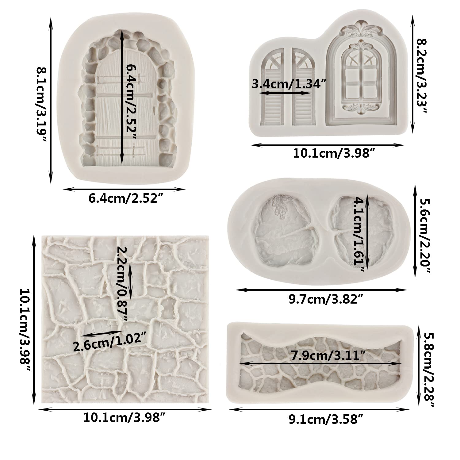 Sijiangmold Enchanted Fairy Garden Fairy Gnome Home Door Silicone Mold Stone Path Fondant Mold Brick Wall Texture Mold For Cake