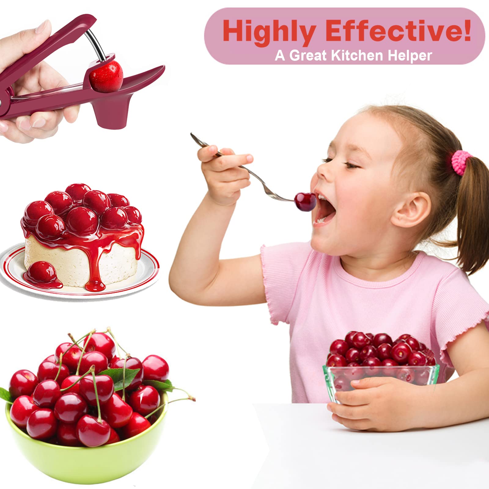 Cherry Pitter Tool For Kids, Olive Pitter Tool, Cherry Pitter Remover, Cherry Core Remover Tool With Space-Saving Lock Design, P