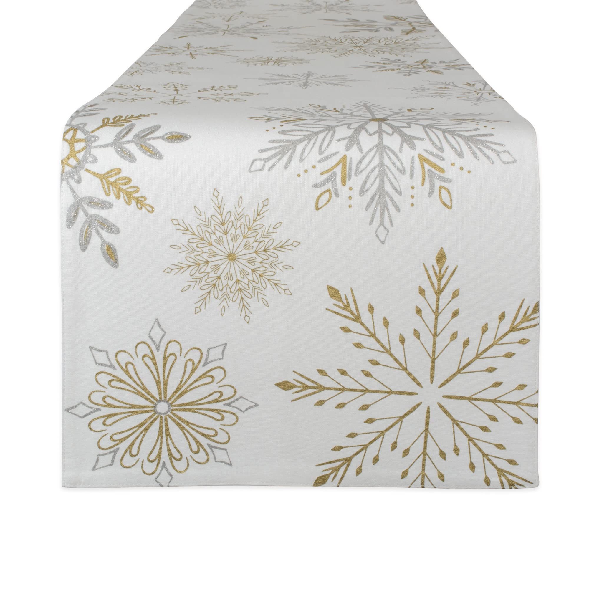 DII Holiday Dining Table Linen Sparkle Metallic Kitchen D  cor, Table Runner, 14x108, Snowflakes Print