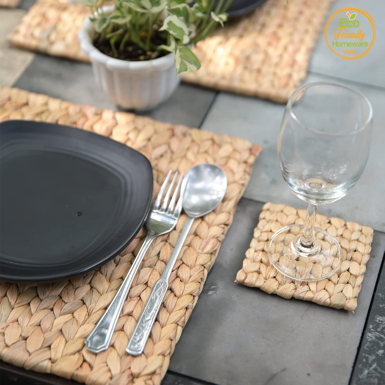 Square Placemats Set Of 6, Table Mats Set Of 6, Chargers For Dinner Plates, Place Mats Indoor Set Of 6, Square Woven Placemats S