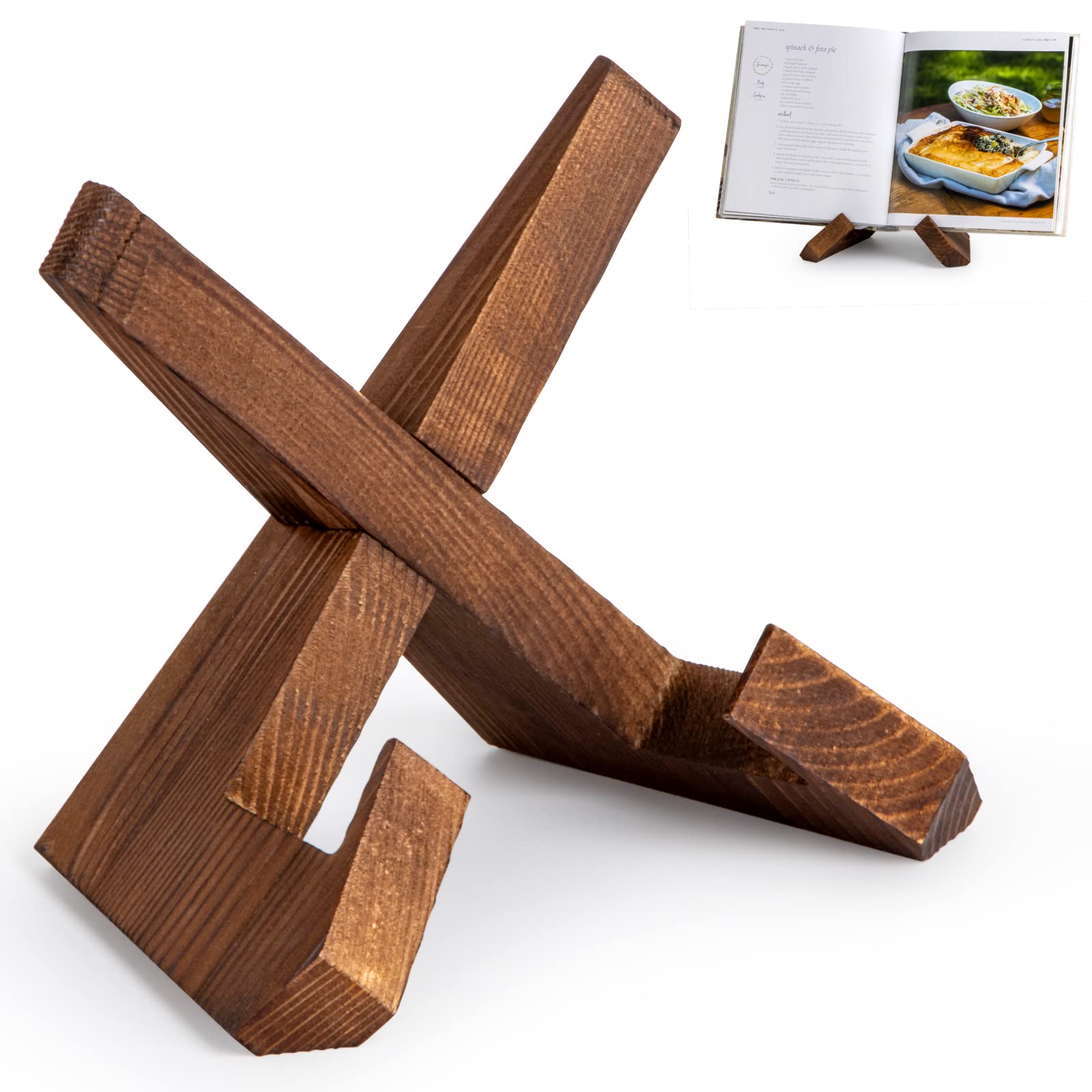 Effortich Cookbook Stand, Wooden Recipe Book Holder, Cook Book Stand For Kitchen Counter, Multifunctional Display Stand, Kitchen