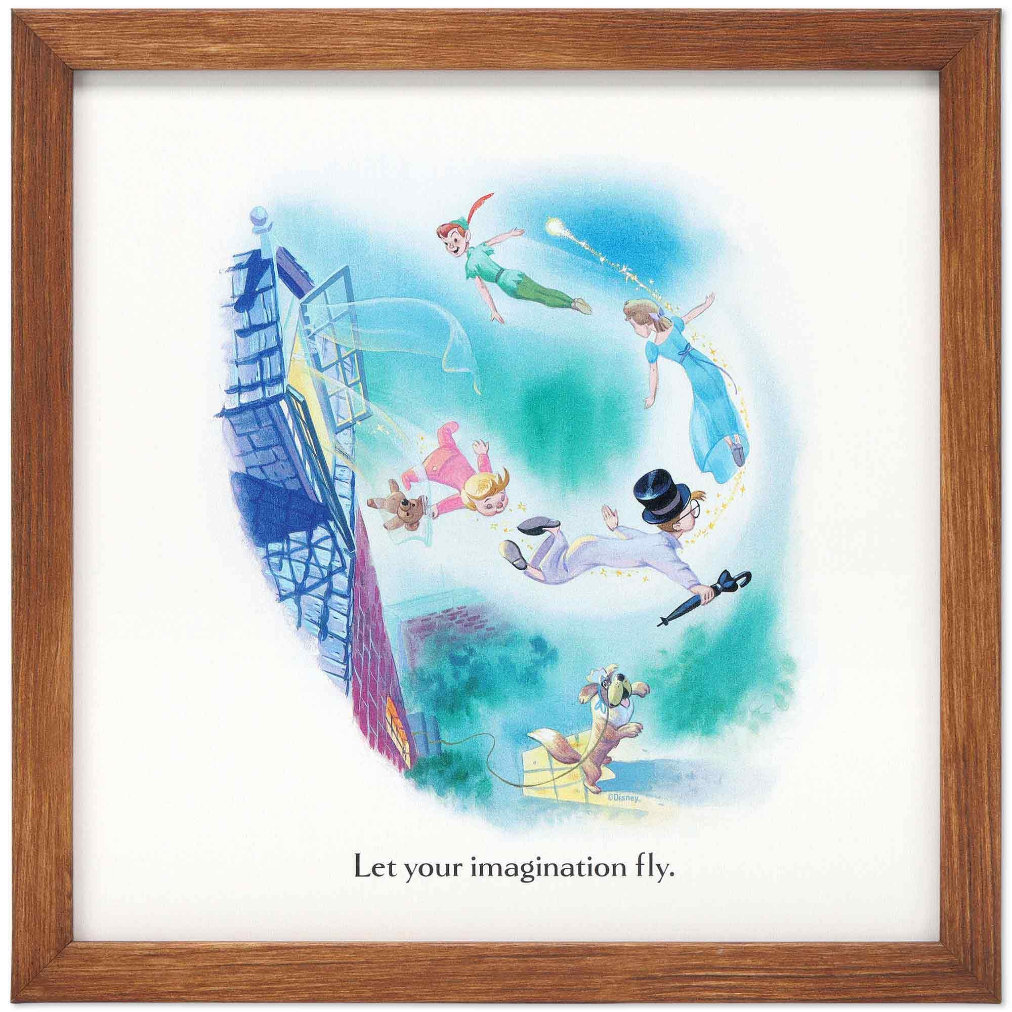 Disney Peter Pan Golden Book Framed Wood Wall Decor - Storybook Illustration Peter Pan Wall Art for Kids Bedroom or Nursery