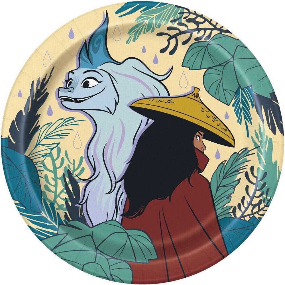 Unique 7'' Round Paper Plates Disposable | Raya And The Last Dragon | 8 Pcs, Multicolor