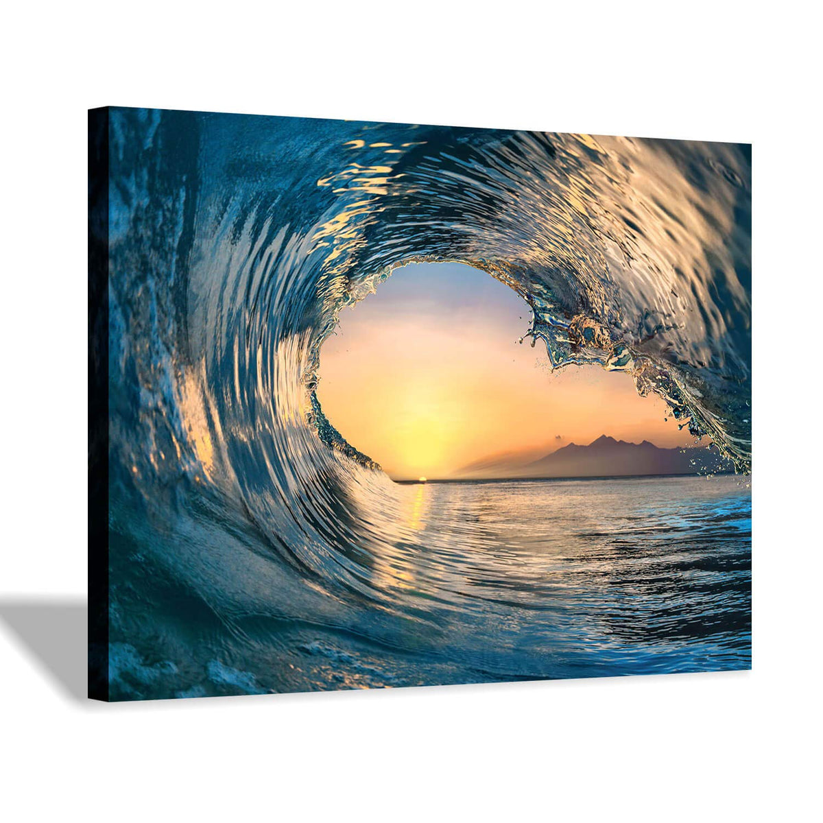 Ocean Wave Picture Wall Art: Tropical Seascape Sunset Canvas Prints For Office (16 ' ' X 12 ' ' X 1 Panel)