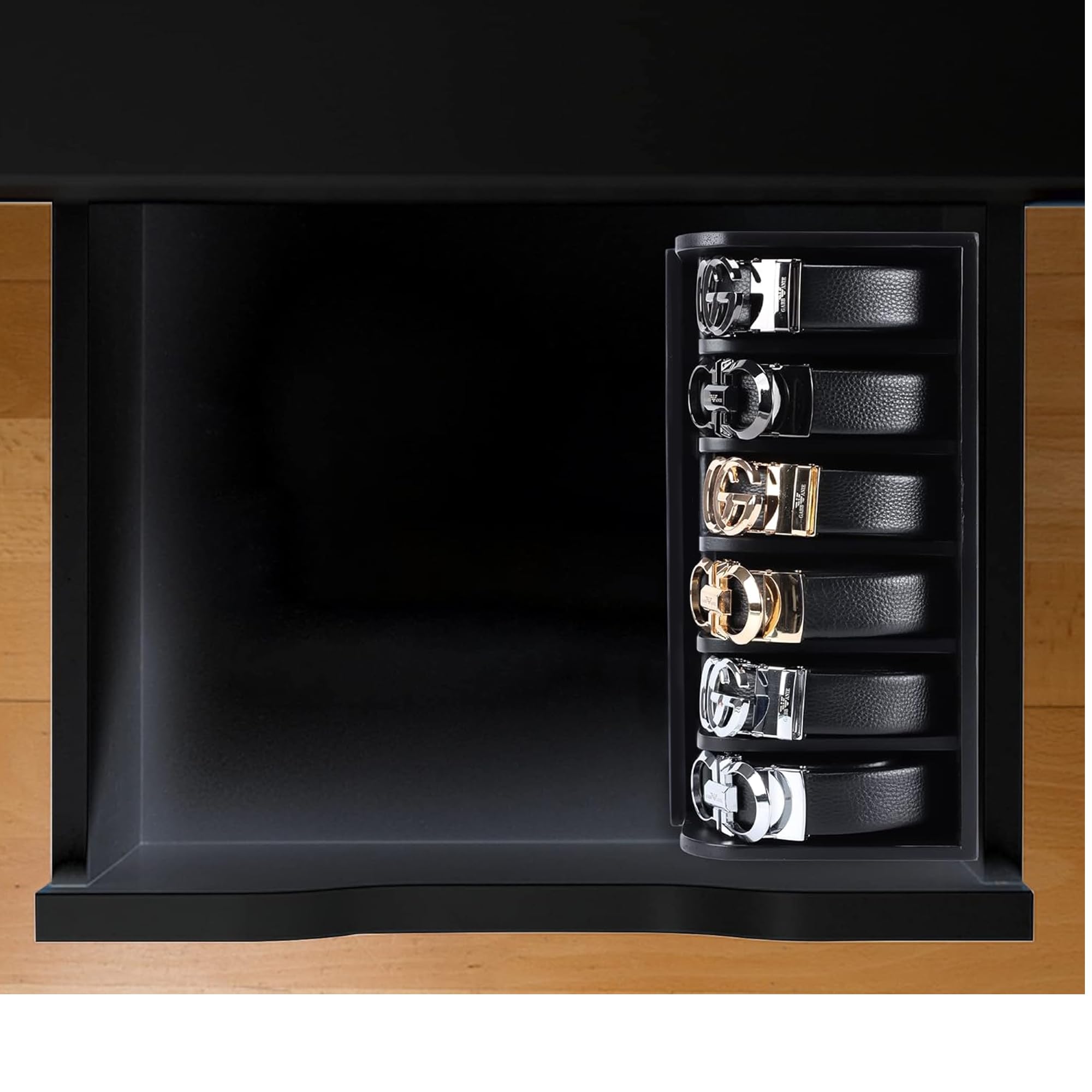 Minboo Bamboo Belt Organizer Box,6 Grids Belt Rack For Closet And Drawer, Belt Storage Organizer And Displayer For Men Women